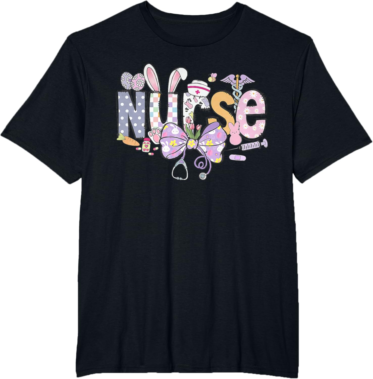 Easter Nurse Coquette Stethoscope Bow Bunny Ear School Nurse T-Shirt