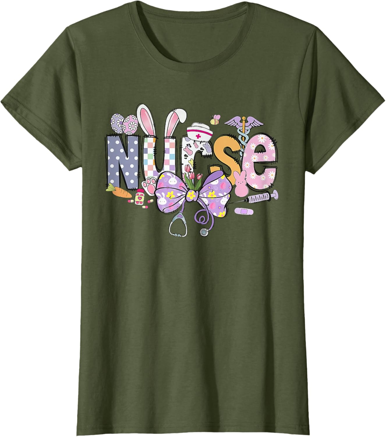 Easter Nurse Coquette Stethoscope Bow Bunny Ear School Nurse T-Shirt