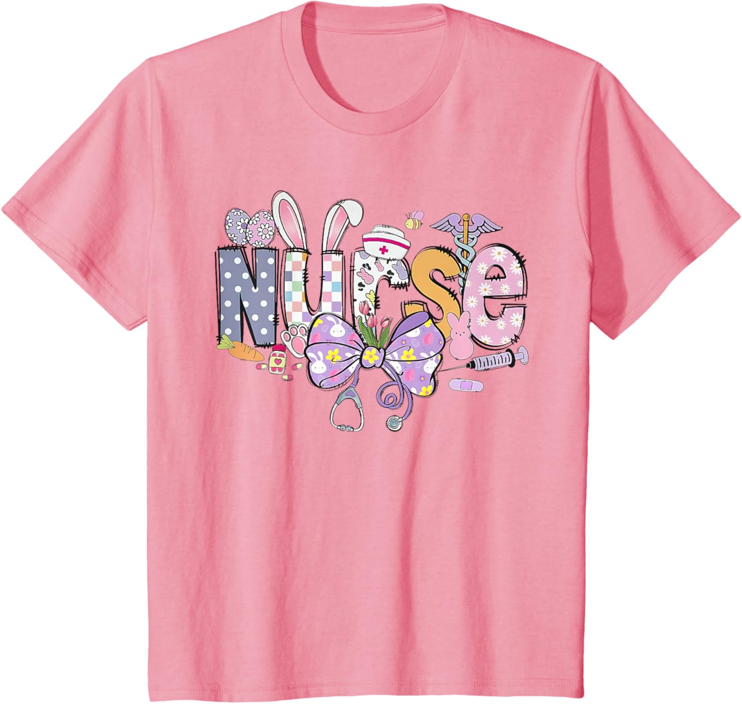 Easter Nurse Coquette Stethoscope Bow Bunny Ear School Nurse T-Shirt