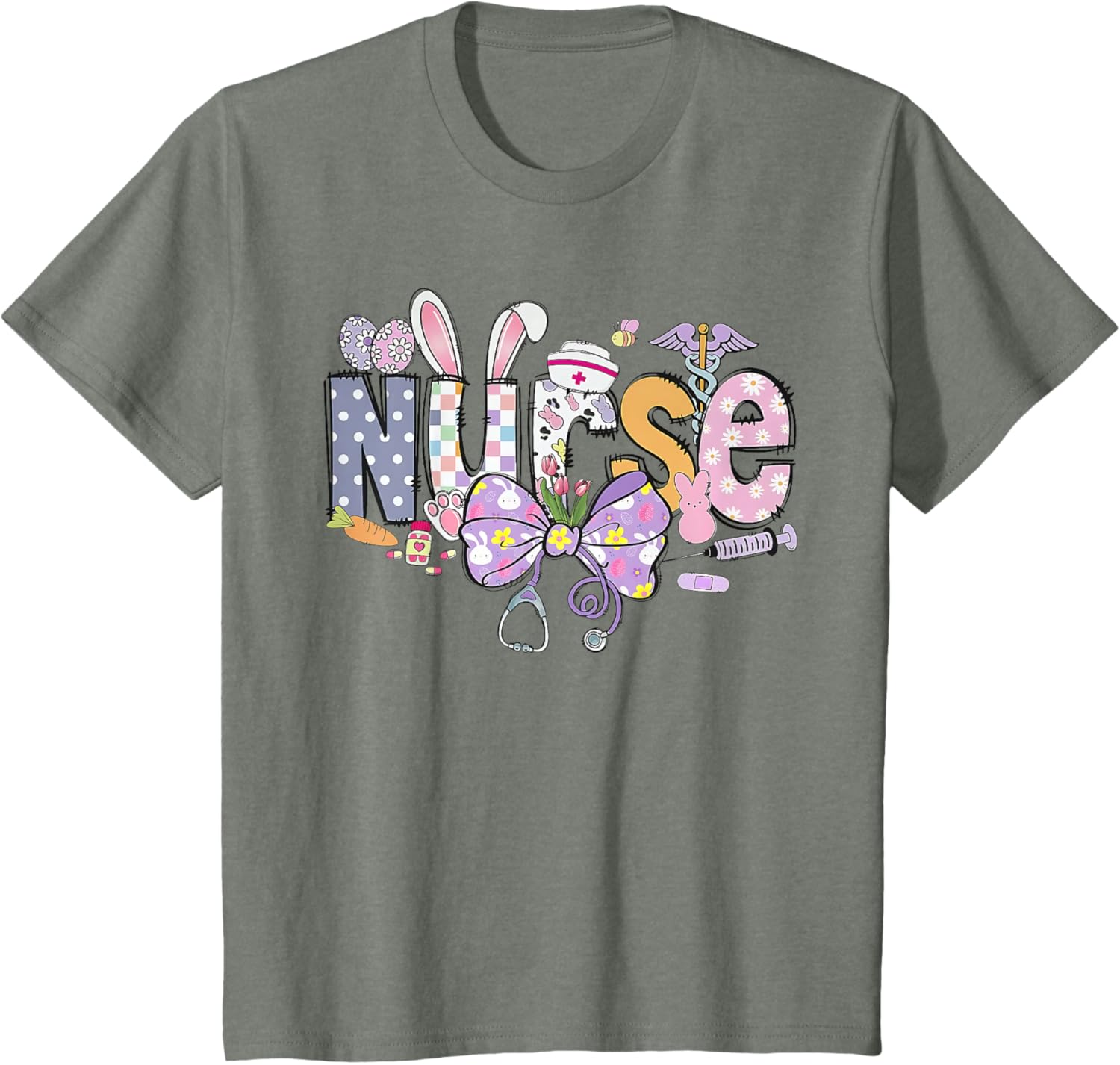 Easter Nurse Coquette Stethoscope Bow Bunny Ear School Nurse T-Shirt