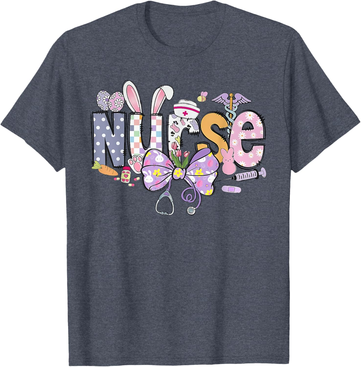 Easter Nurse Coquette Stethoscope Bow Bunny Ear School Nurse T-Shirt