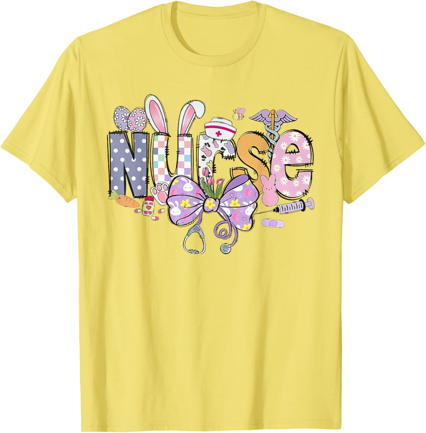 Easter Nurse Coquette Stethoscope Bow Bunny Ear School Nurse T-Shirt