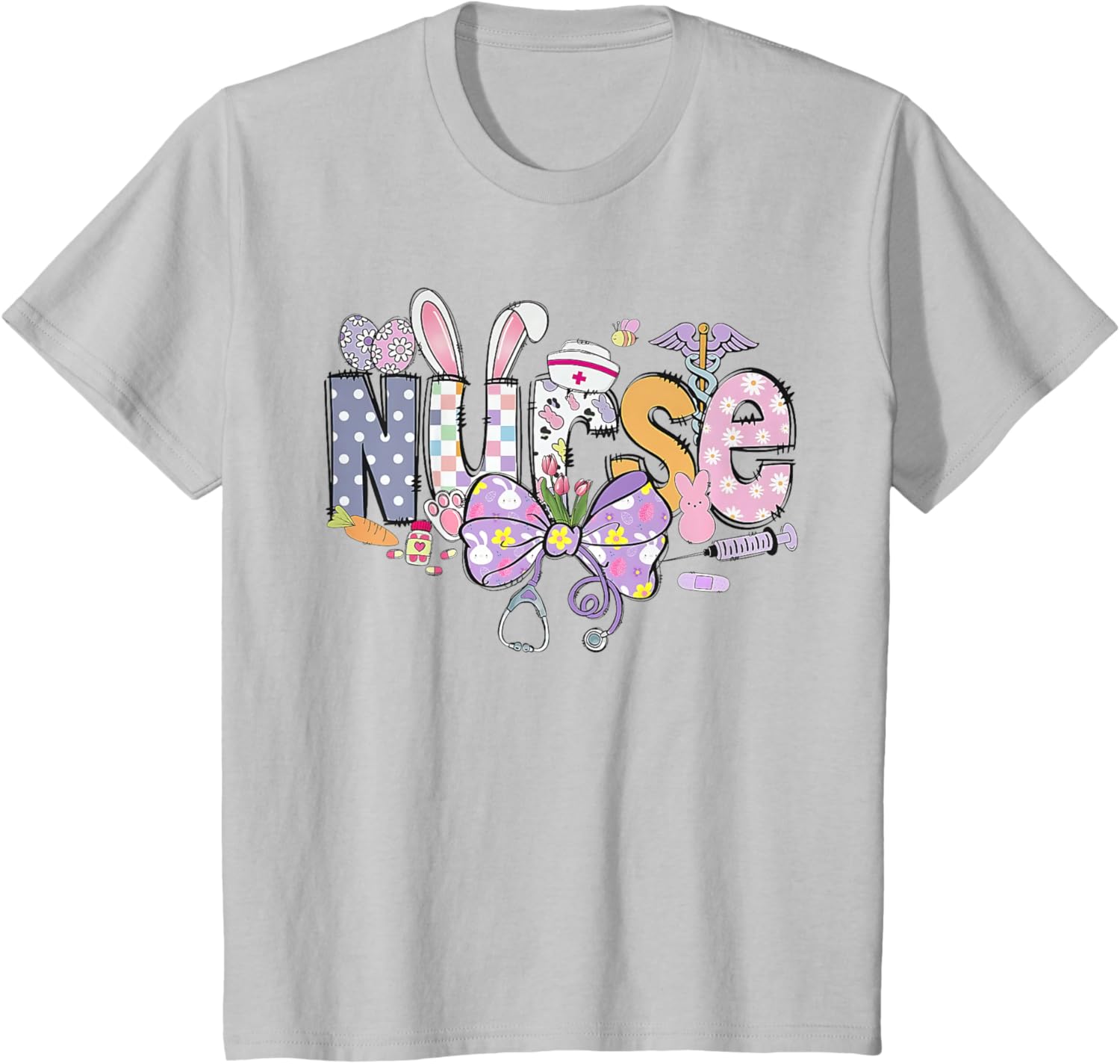 Easter Nurse Coquette Stethoscope Bow Bunny Ear School Nurse T-Shirt