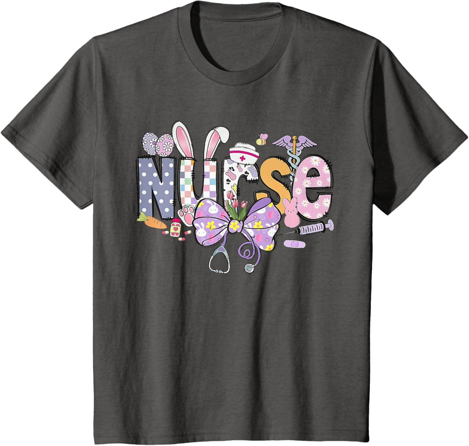 Easter Nurse Coquette Stethoscope Bow Bunny Ear School Nurse T-Shirt