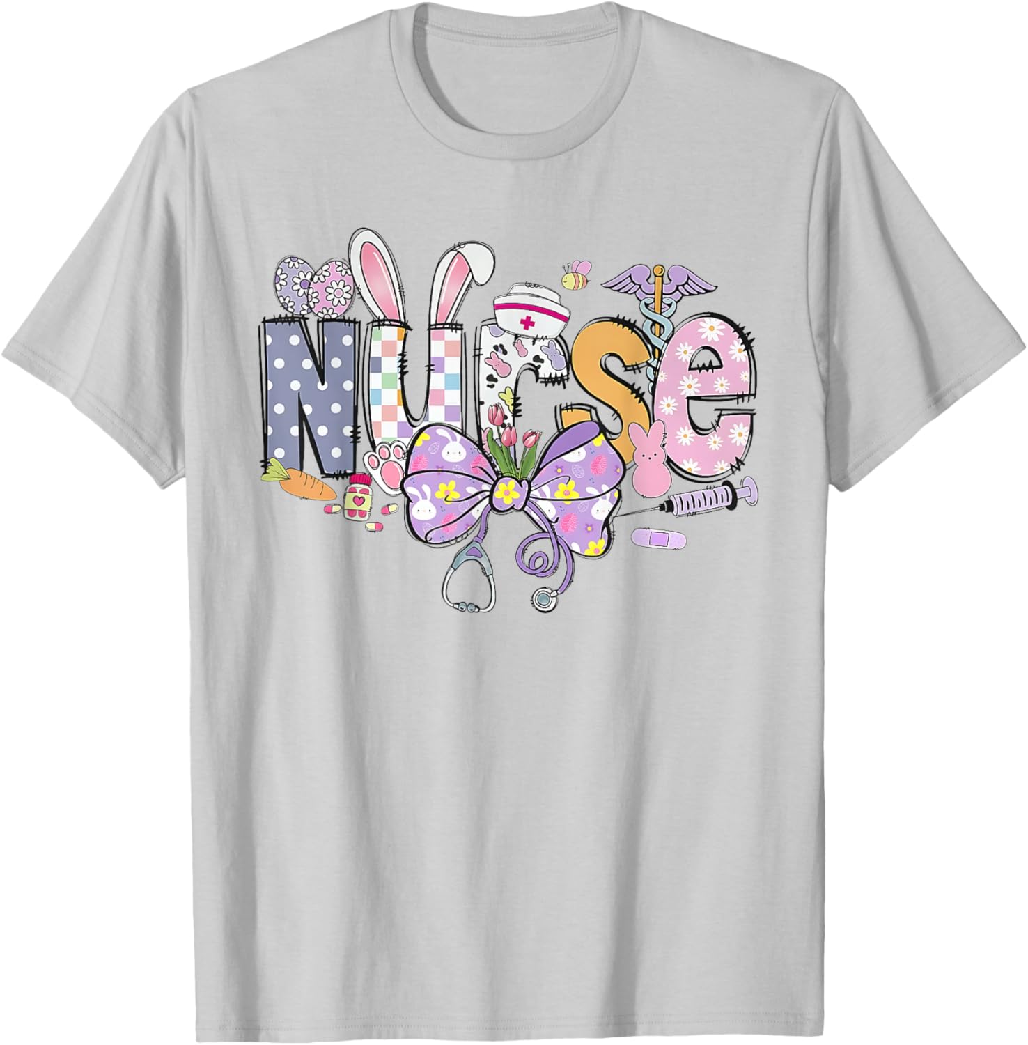 Easter Nurse Coquette Stethoscope Bow Bunny Ear School Nurse T-Shirt