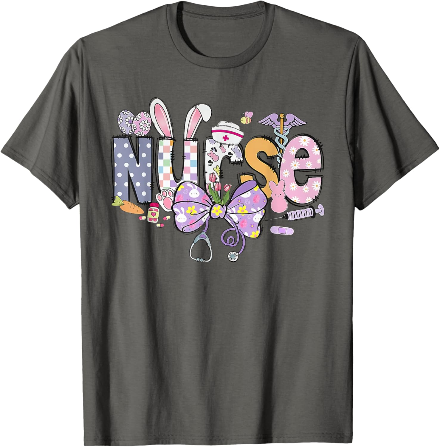 Easter Nurse Coquette Stethoscope Bow Bunny Ear School Nurse T-Shirt