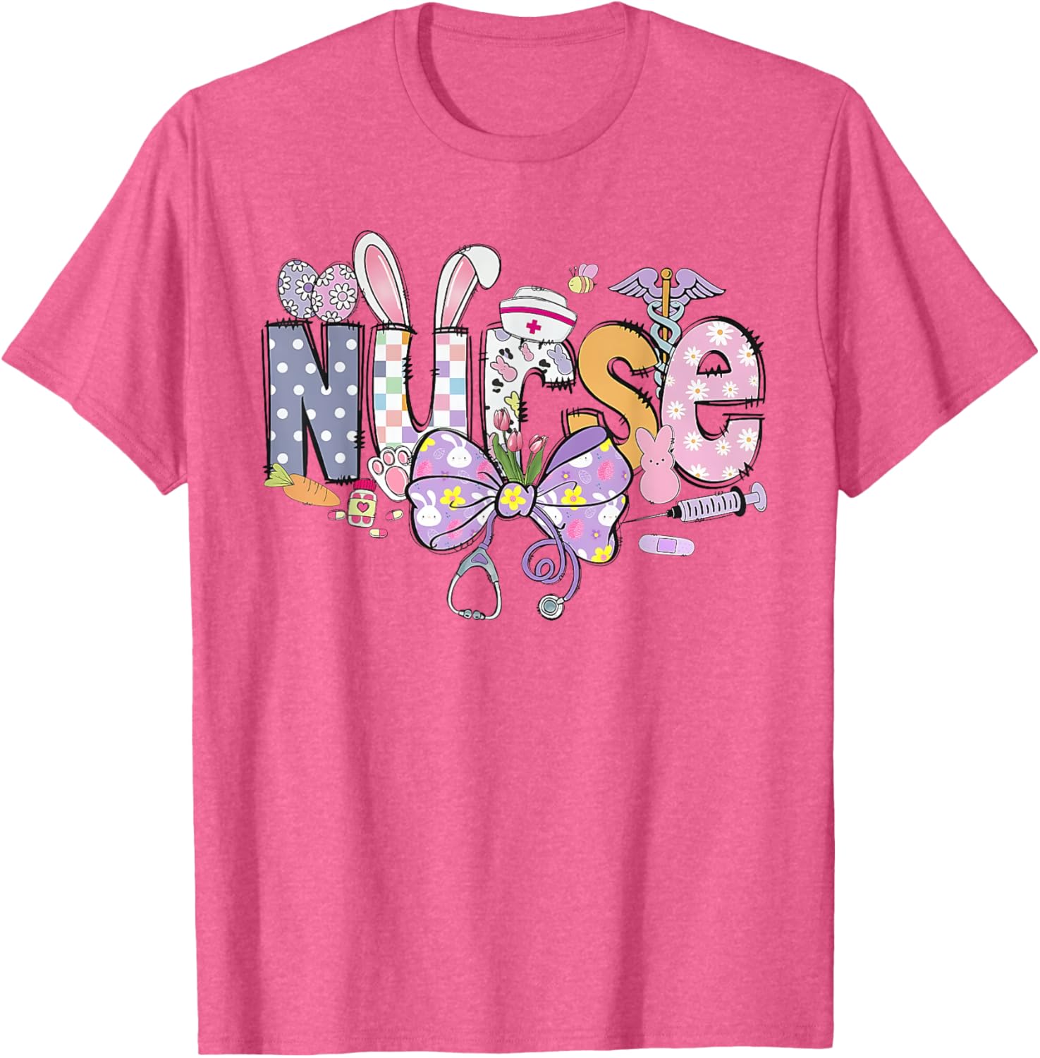 Easter Nurse Coquette Stethoscope Bow Bunny Ear School Nurse T-Shirt