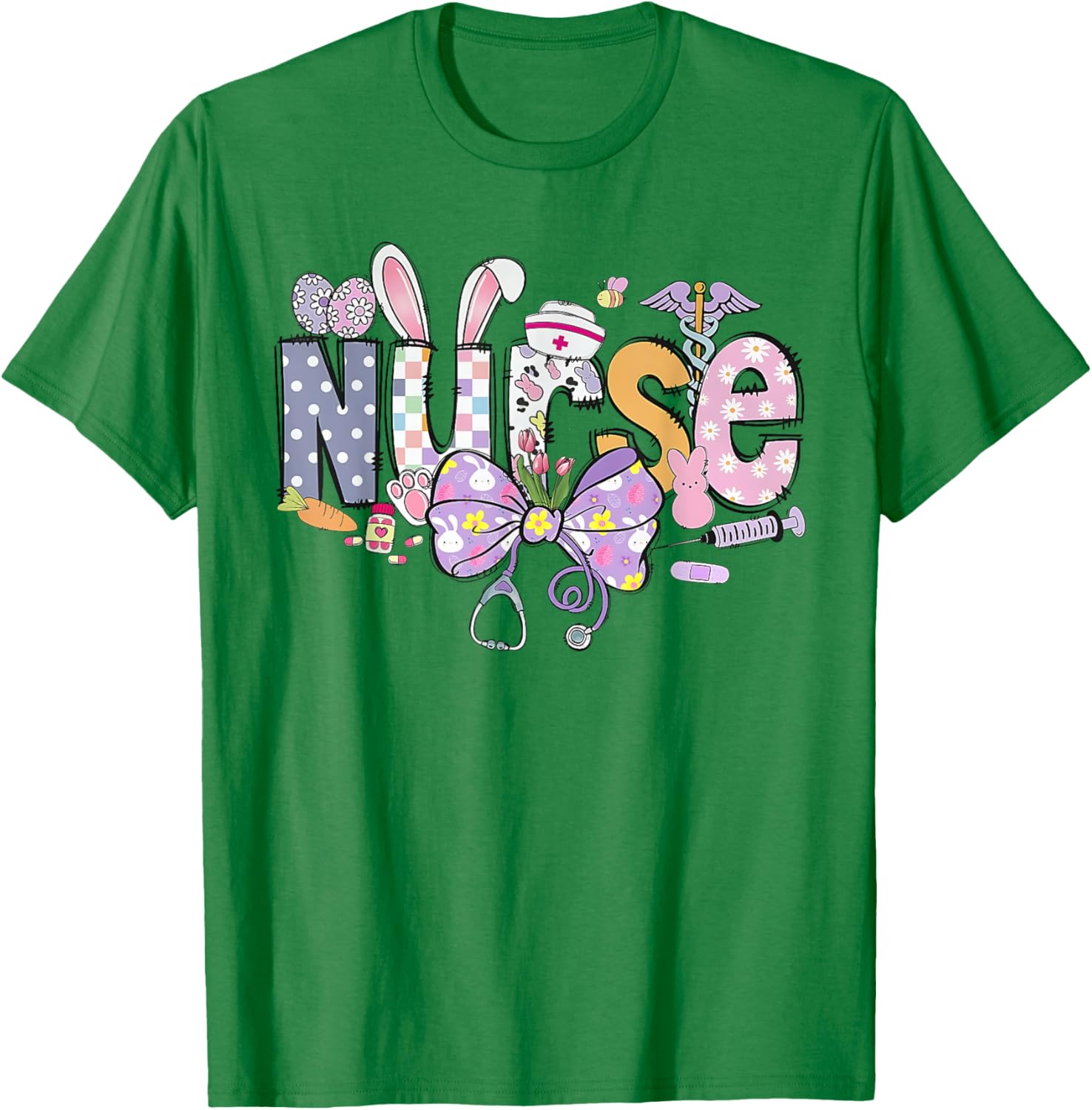 Easter Nurse Coquette Stethoscope Bow Bunny Ear School Nurse T-Shirt