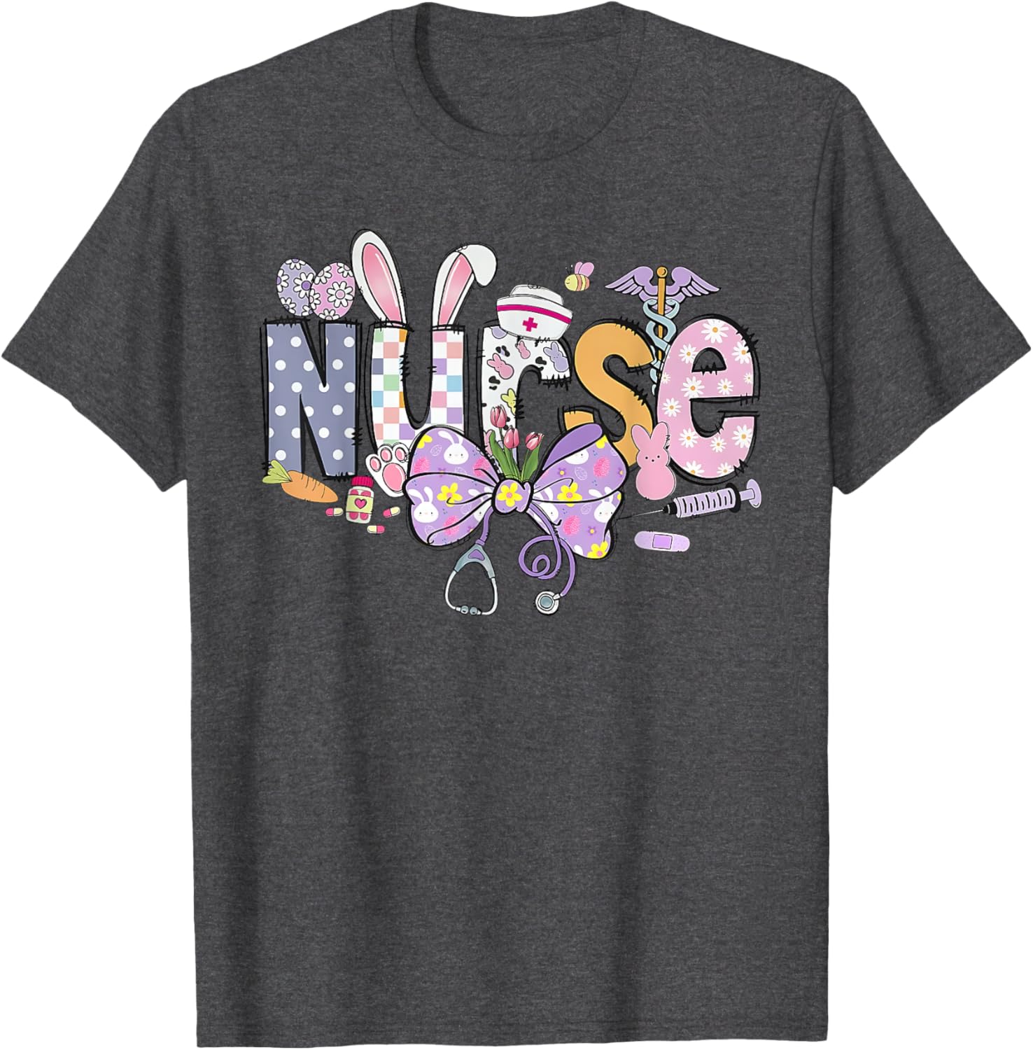 Easter Nurse Coquette Stethoscope Bow Bunny Ear School Nurse T-Shirt