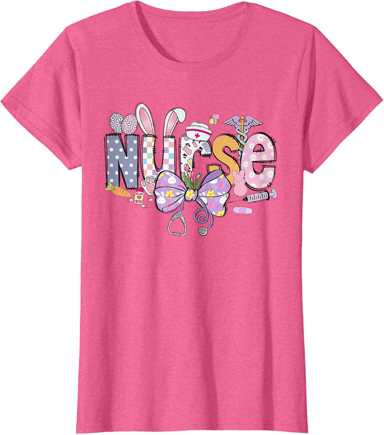 Easter Nurse Coquette Stethoscope Bow Bunny Ear School Nurse T-Shirt