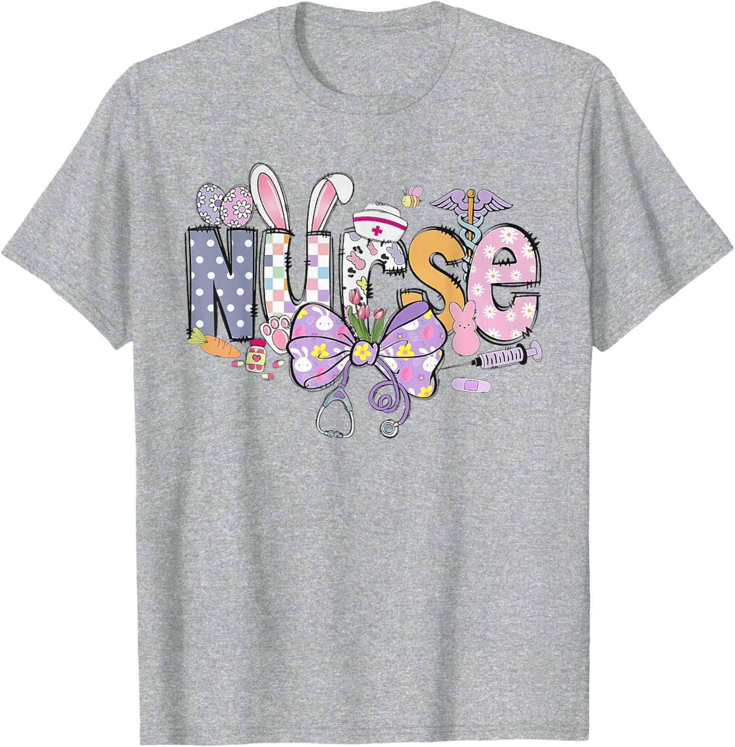 Easter Nurse Coquette Stethoscope Bow Bunny Ear School Nurse T-Shirt