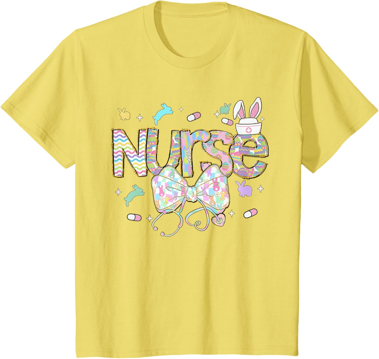 Easter Nurse Coquette Stethoscope Bow Bunny Ear School Nurse T-Shirt