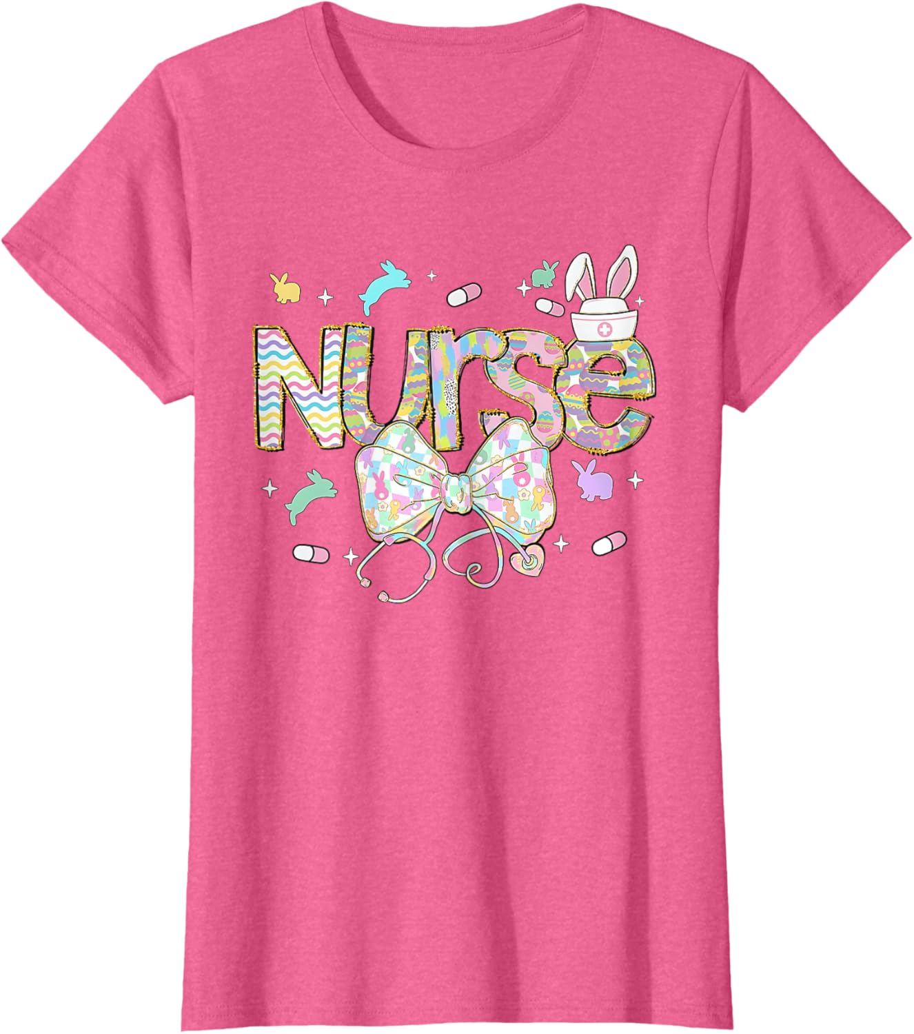 Easter Nurse Coquette Stethoscope Bow Bunny Ear School Nurse T-Shirt