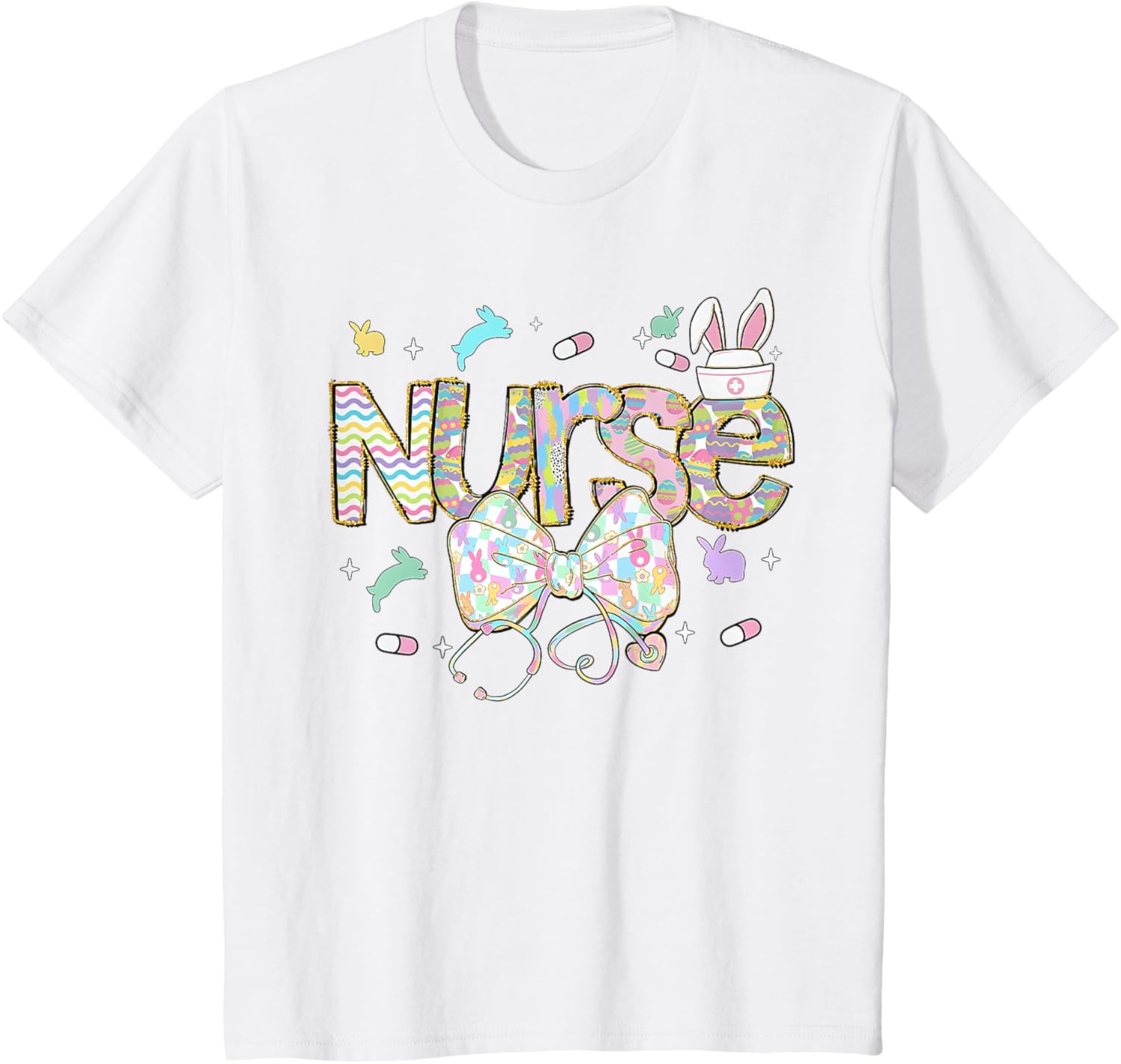 Easter Nurse Coquette Stethoscope Bow Bunny Ear School Nurse T-Shirt