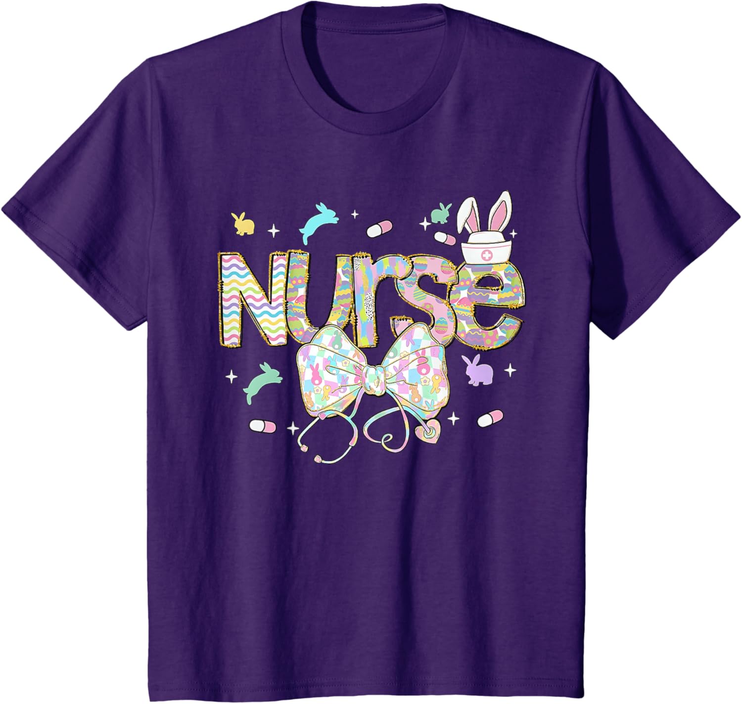 Easter Nurse Coquette Stethoscope Bow Bunny Ear School Nurse T-Shirt