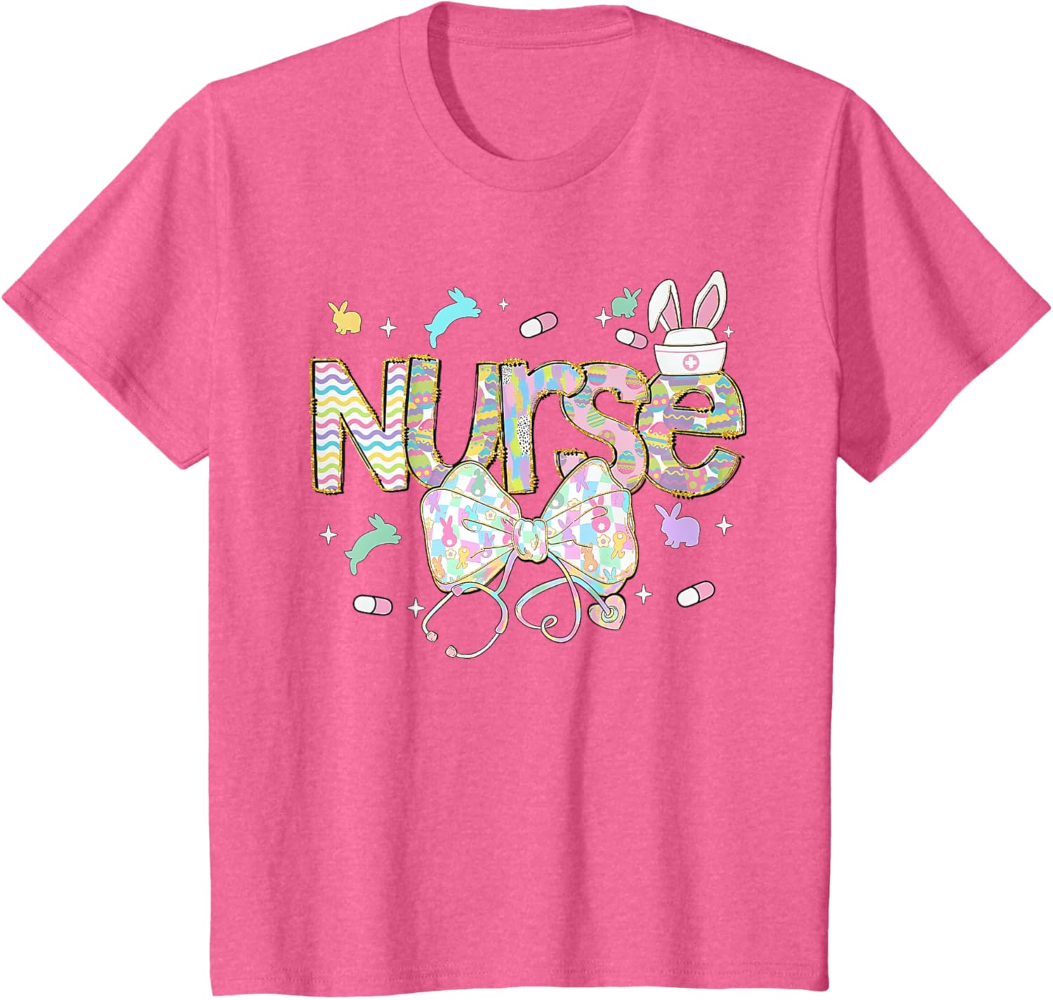 Easter Nurse Coquette Stethoscope Bow Bunny Ear School Nurse T-Shirt