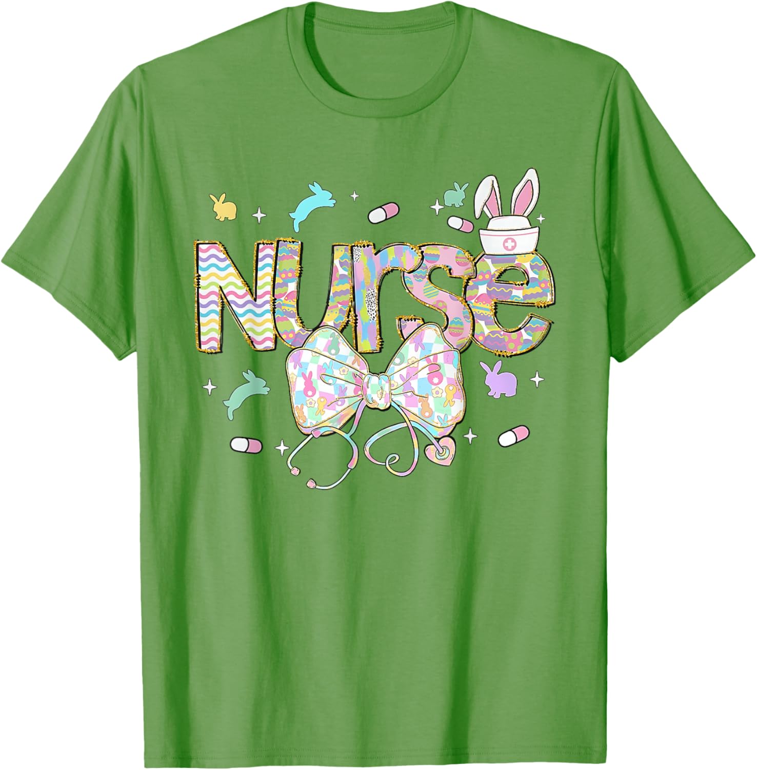 Easter Nurse Coquette Stethoscope Bow Bunny Ear School Nurse T-Shirt