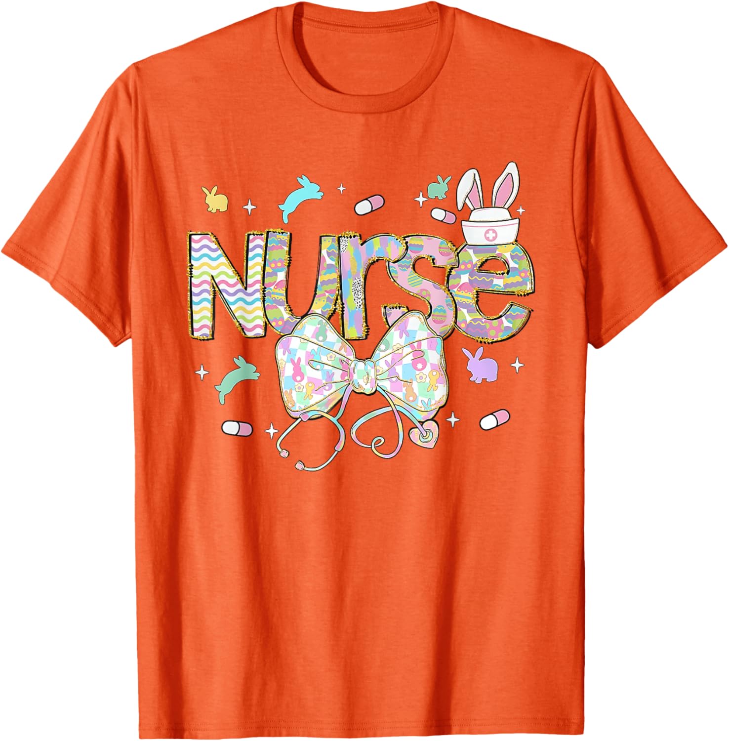 Easter Nurse Coquette Stethoscope Bow Bunny Ear School Nurse T-Shirt