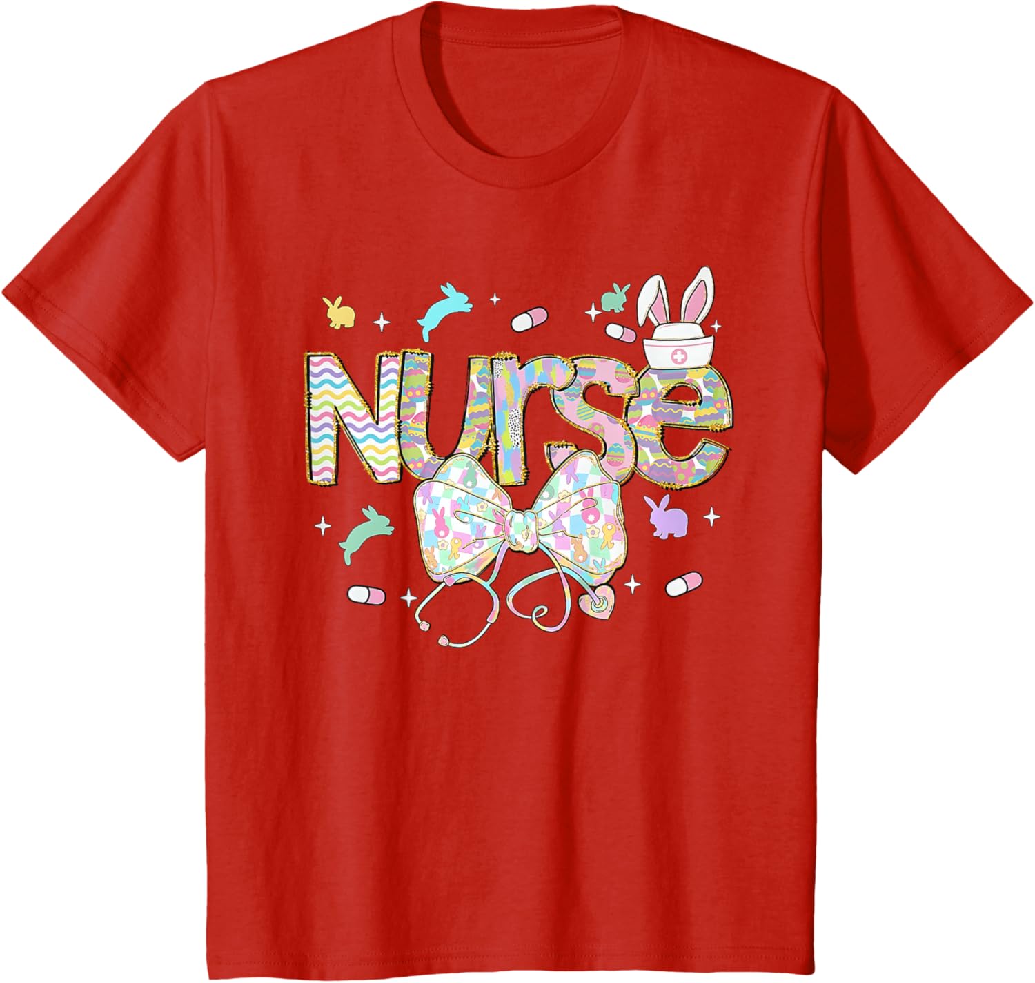 Easter Nurse Coquette Stethoscope Bow Bunny Ear School Nurse T-Shirt