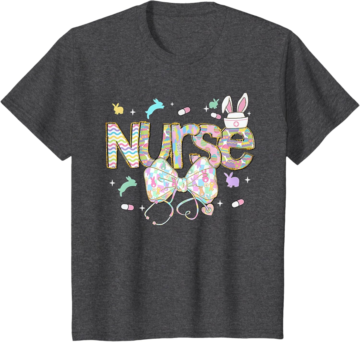 Easter Nurse Coquette Stethoscope Bow Bunny Ear School Nurse T-Shirt