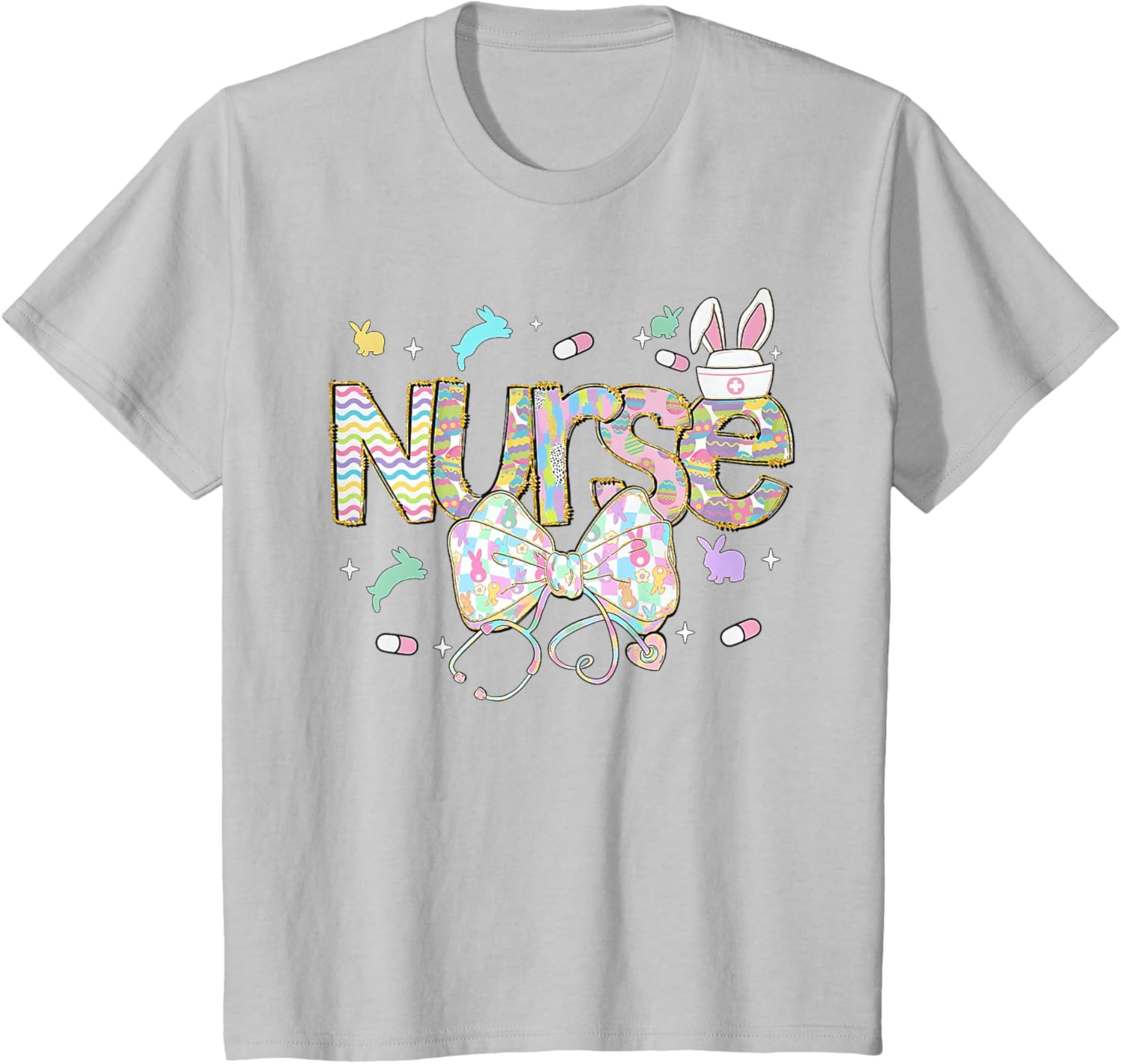 Easter Nurse Coquette Stethoscope Bow Bunny Ear School Nurse T-Shirt