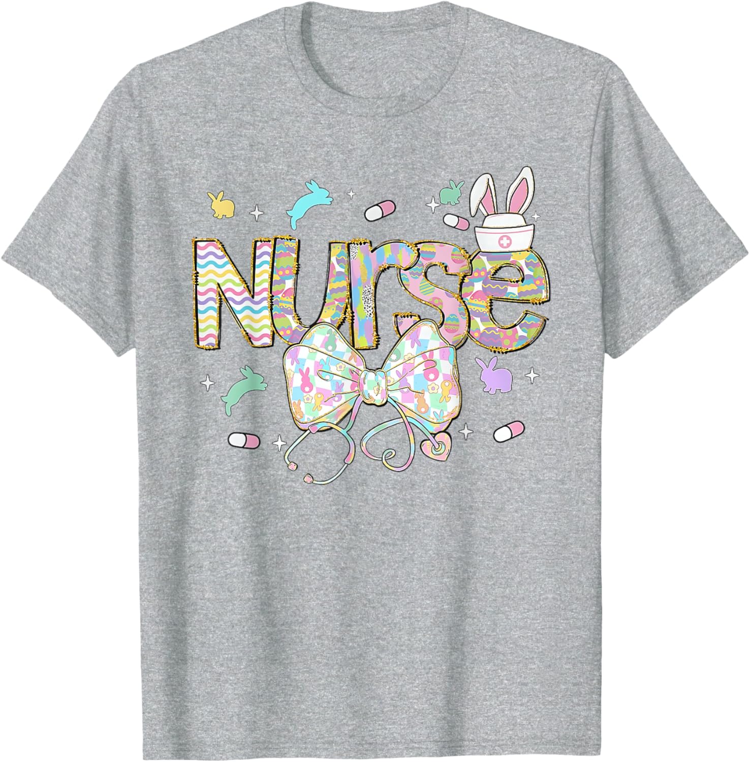 Easter Nurse Coquette Stethoscope Bow Bunny Ear School Nurse T-Shirt