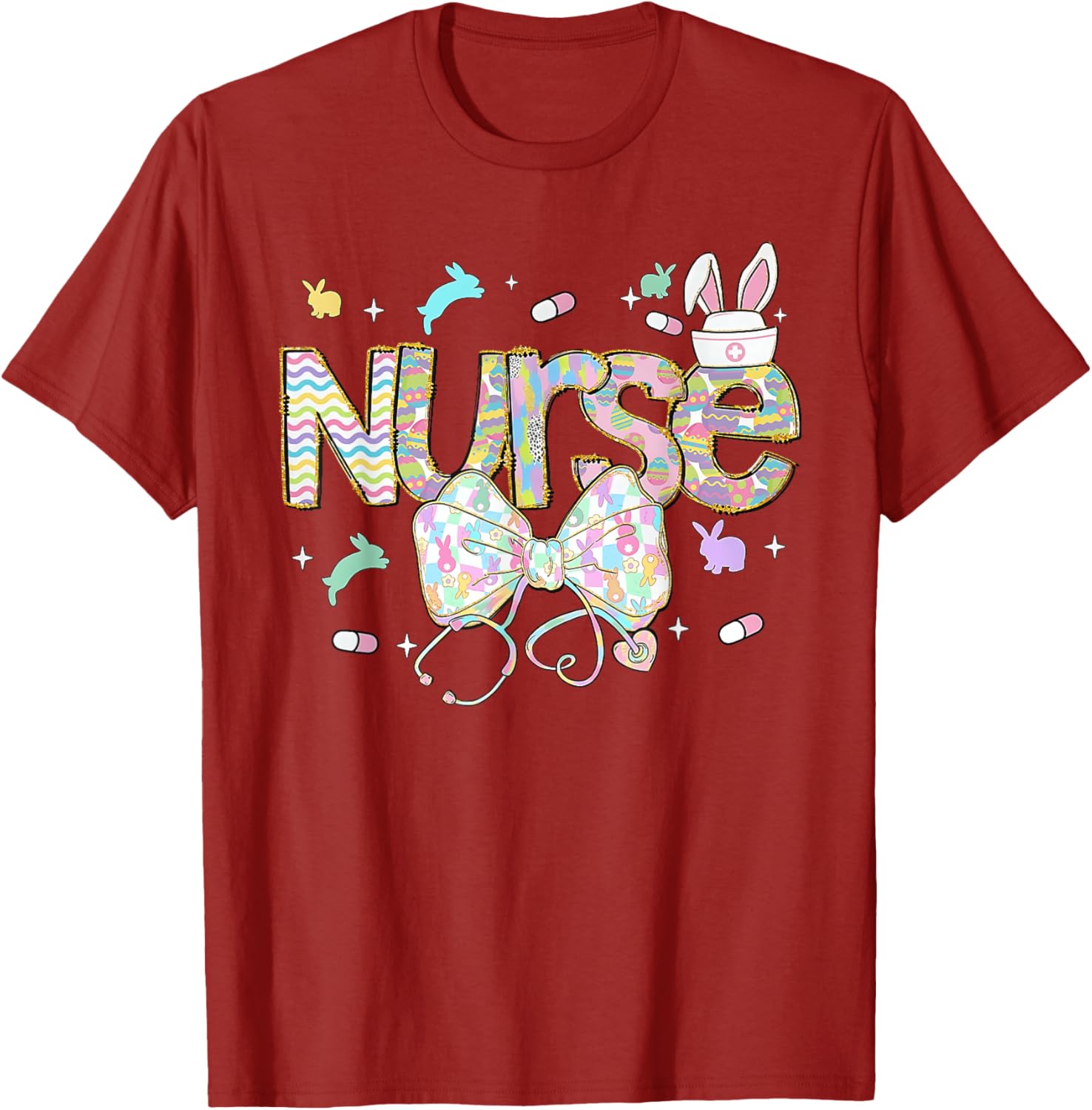 Easter Nurse Coquette Stethoscope Bow Bunny Ear School Nurse T-Shirt