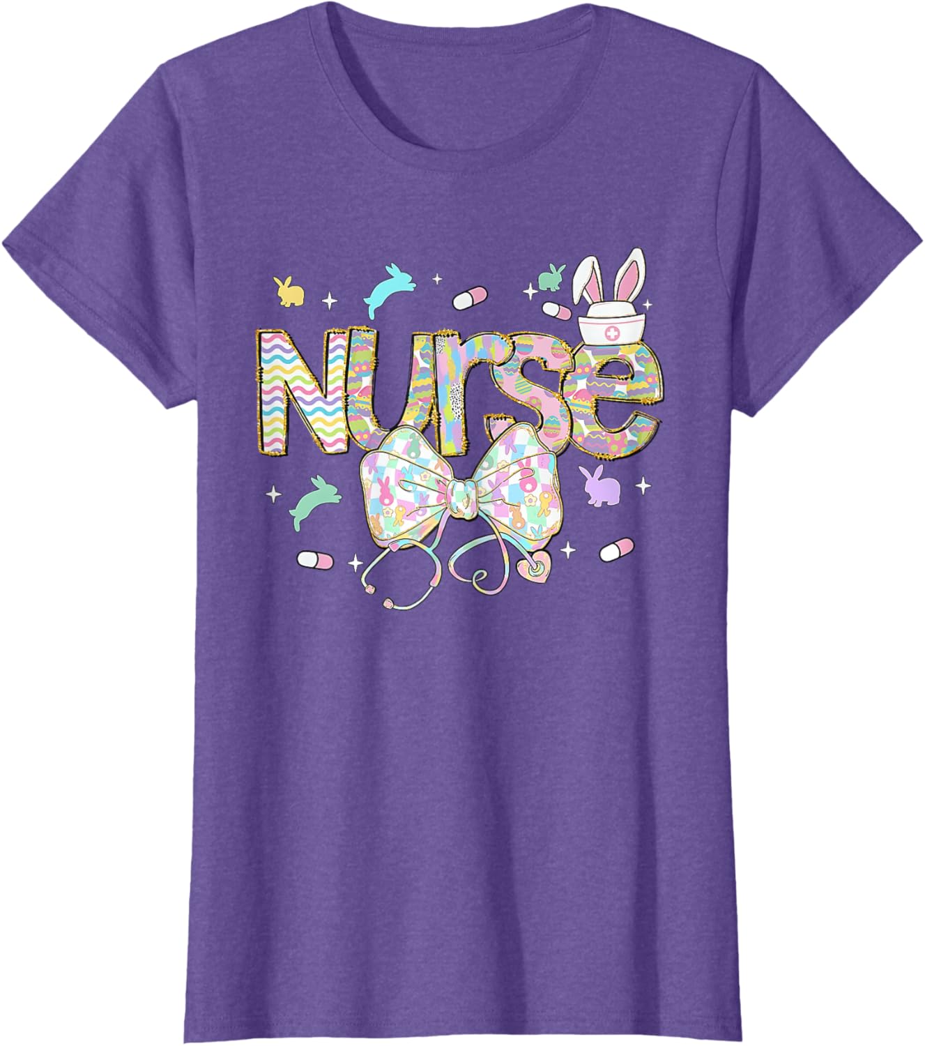 Easter Nurse Coquette Stethoscope Bow Bunny Ear School Nurse T-Shirt