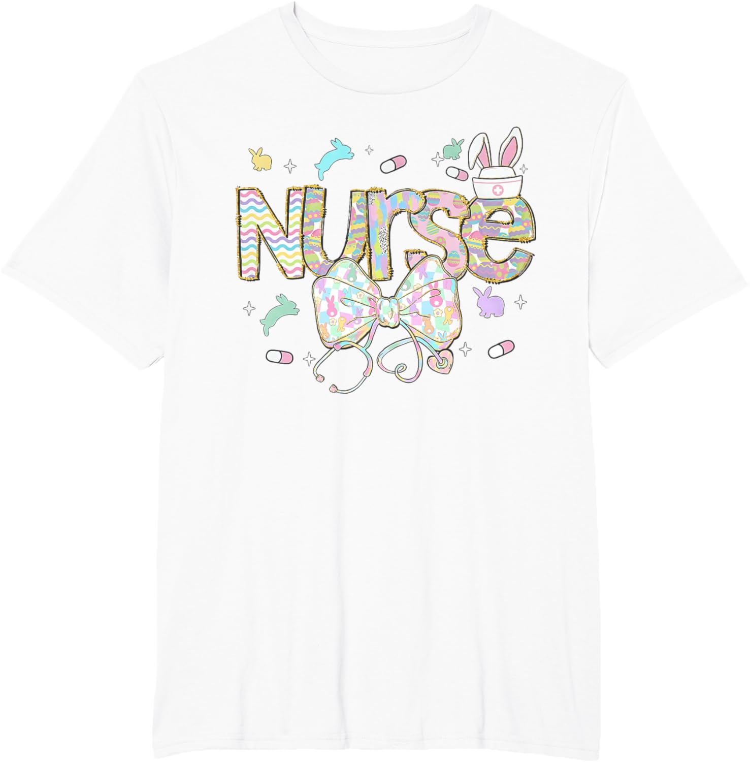 Easter Nurse Coquette Stethoscope Bow Bunny Ear School Nurse T-Shirt