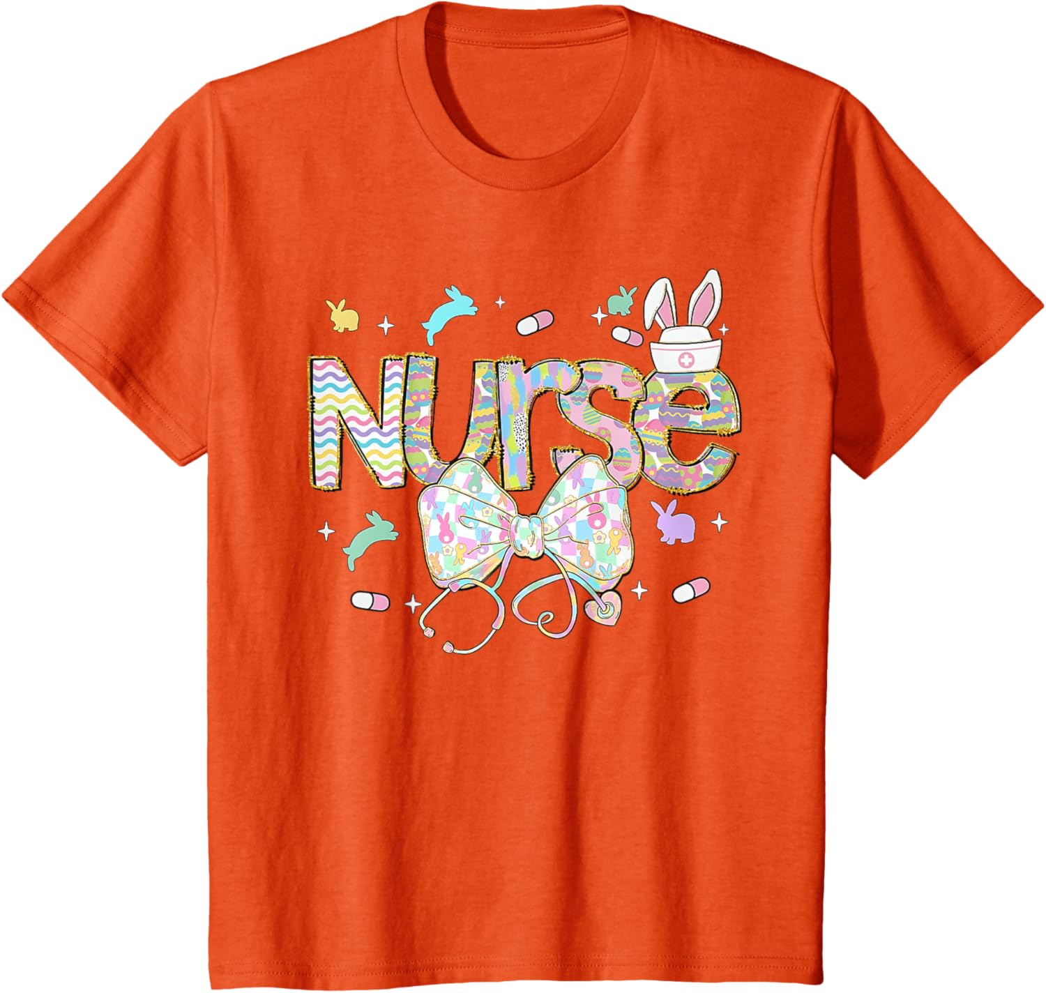 Easter Nurse Coquette Stethoscope Bow Bunny Ear School Nurse T-Shirt