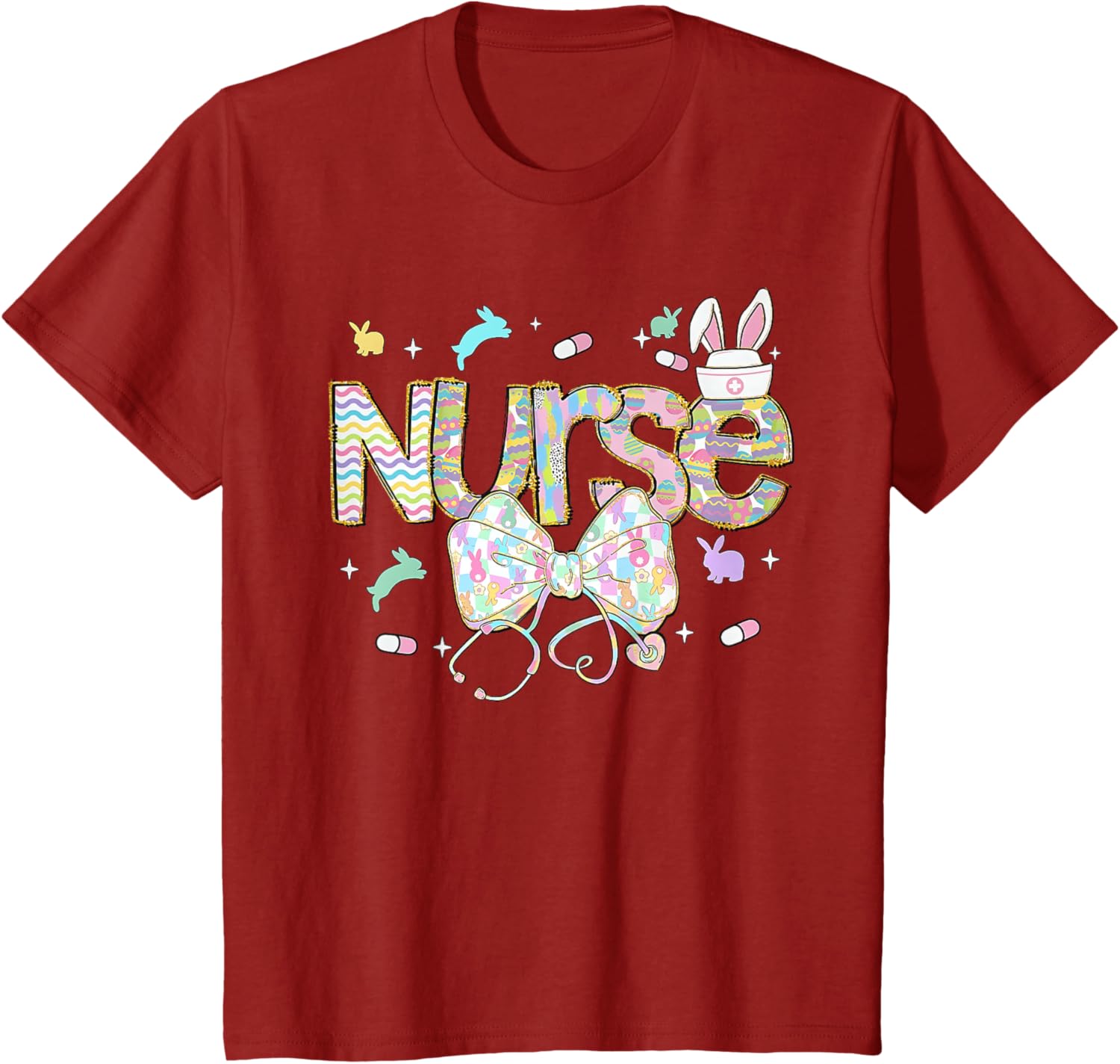 Easter Nurse Coquette Stethoscope Bow Bunny Ear School Nurse T-Shirt