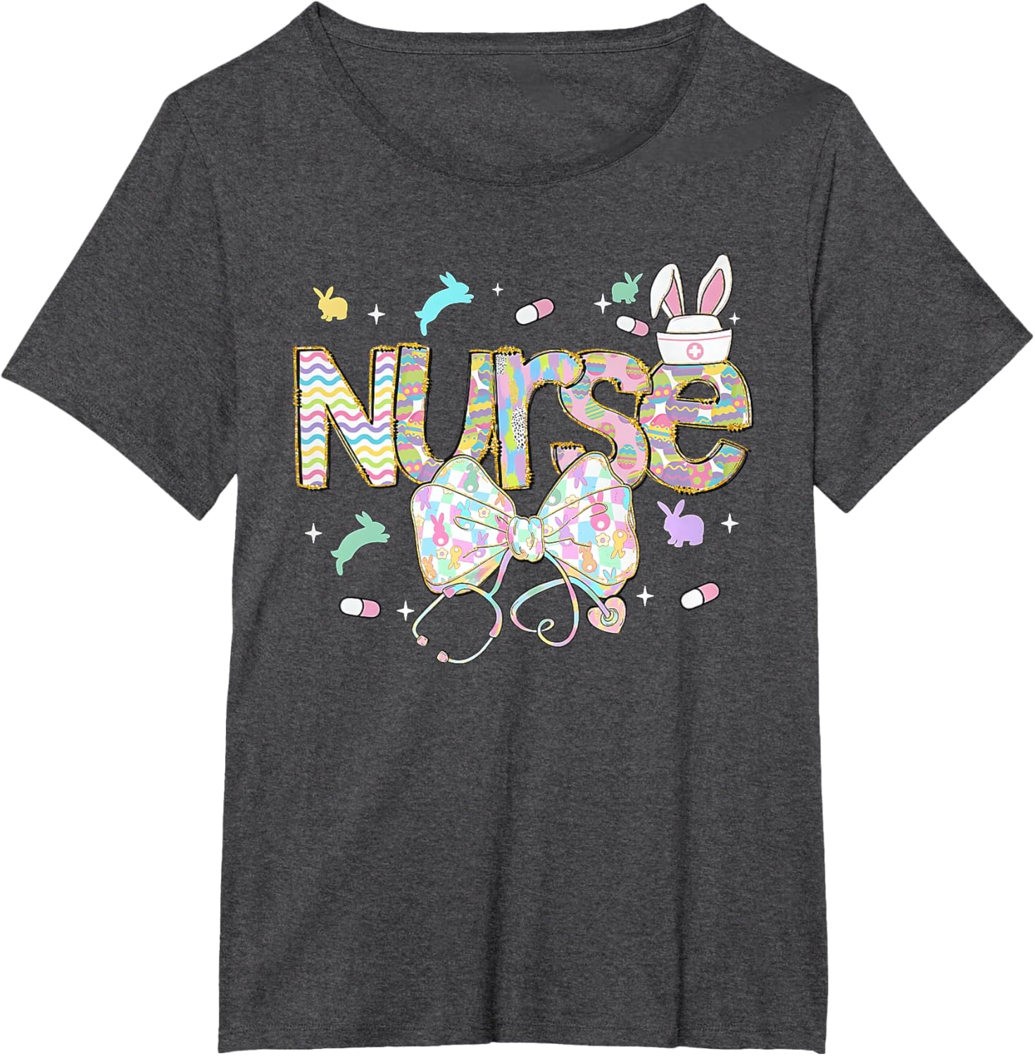 Easter Nurse Coquette Stethoscope Bow Bunny Ear School Nurse T-Shirt