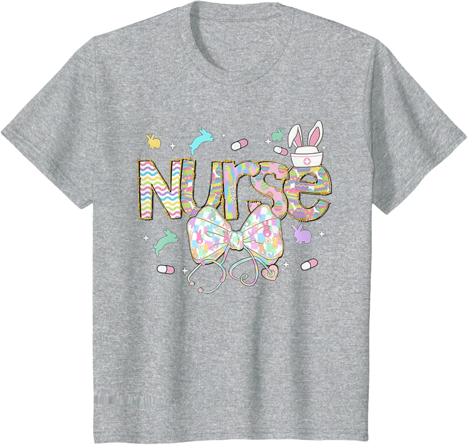 Easter Nurse Coquette Stethoscope Bow Bunny Ear School Nurse T-Shirt