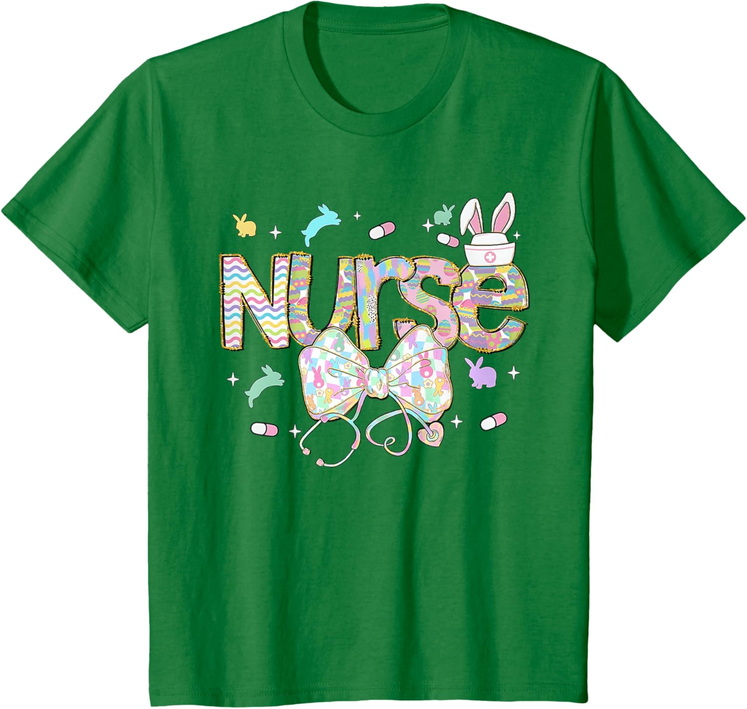 Easter Nurse Coquette Stethoscope Bow Bunny Ear School Nurse T-Shirt