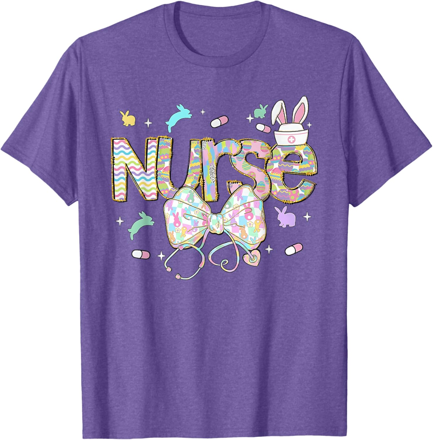 Easter Nurse Coquette Stethoscope Bow Bunny Ear School Nurse T-Shirt