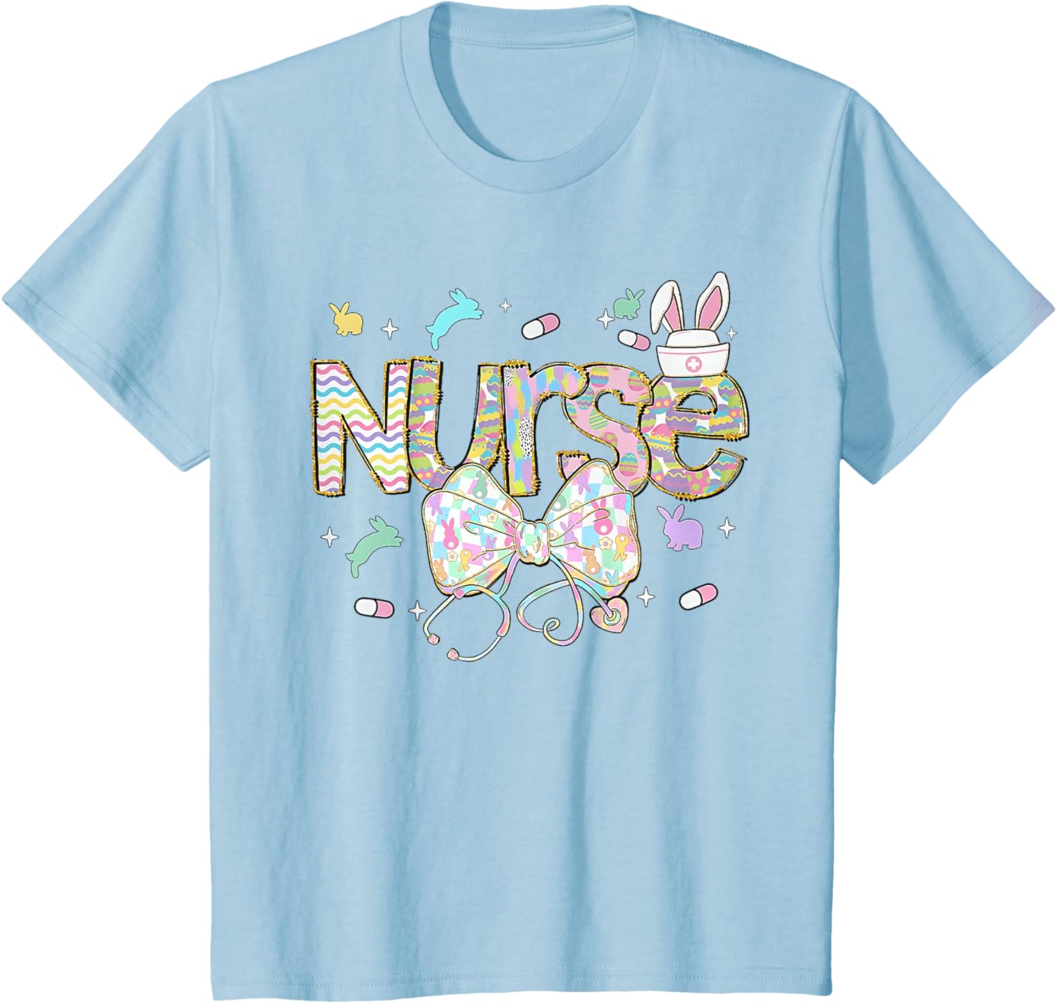 Easter Nurse Coquette Stethoscope Bow Bunny Ear School Nurse T-Shirt