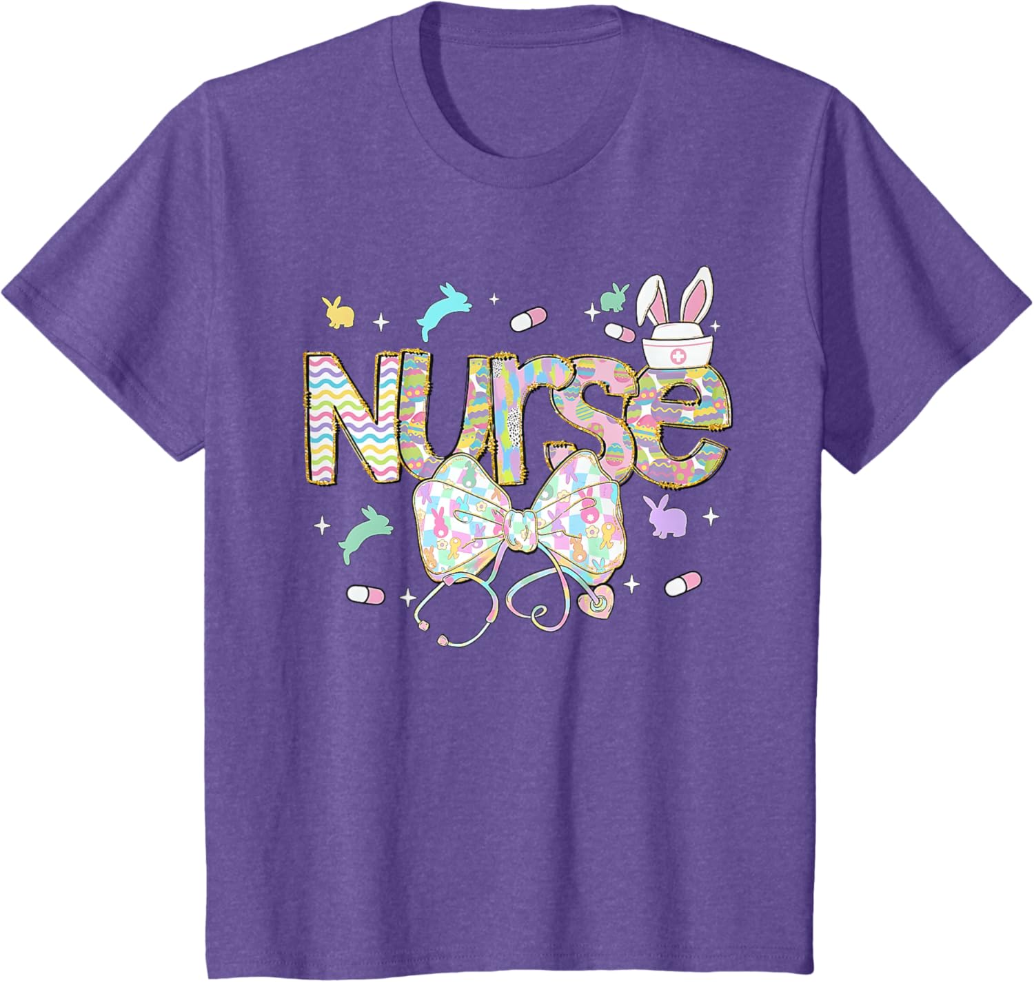 Easter Nurse Coquette Stethoscope Bow Bunny Ear School Nurse T-Shirt