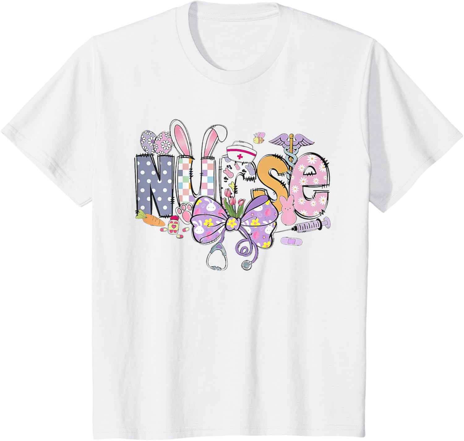 Easter Nurse Coquette Stethoscope Bow Bunny Ear School Nurse T-Shirt