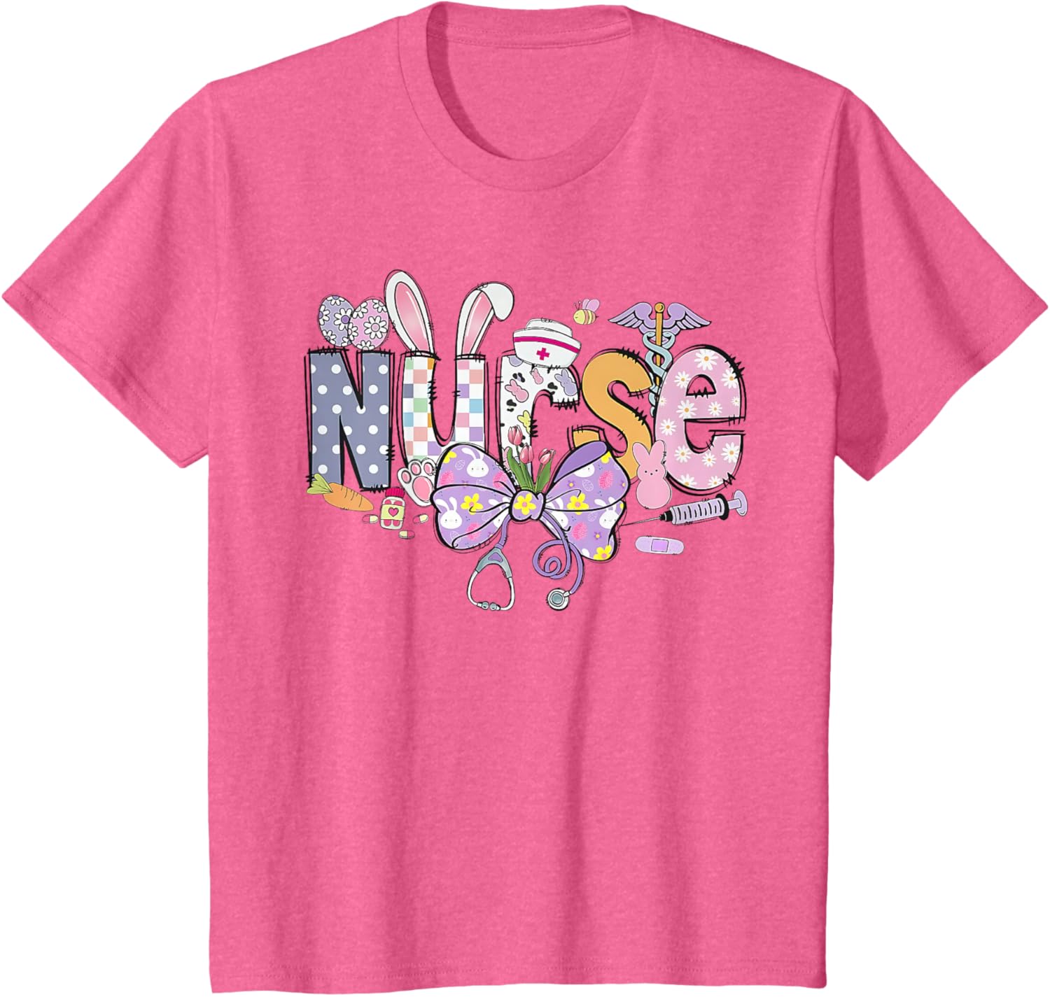 Easter Nurse Coquette Stethoscope Bow Bunny Ear School Nurse T-Shirt