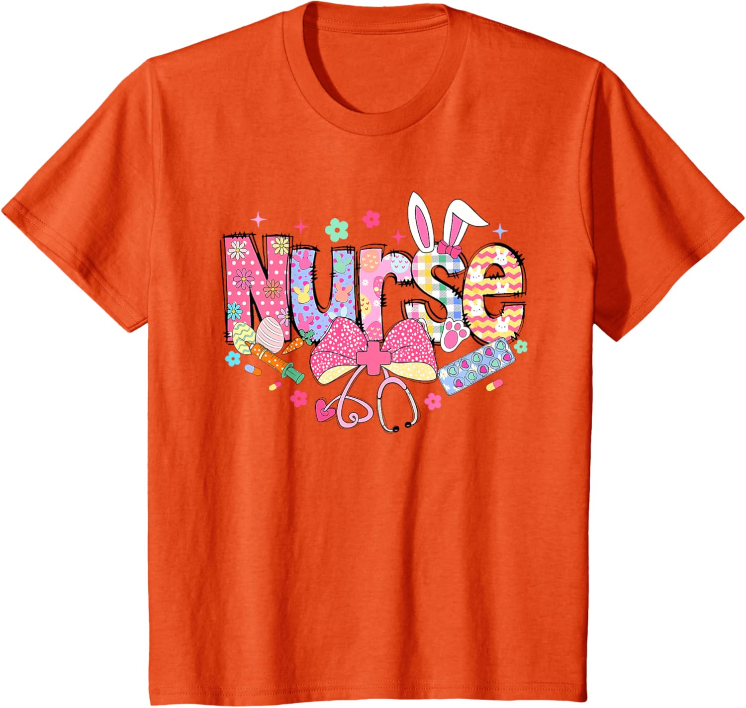 Easter Nurse Coquette Stethoscope Bow Bunny Ear School Nurse T-Shirt