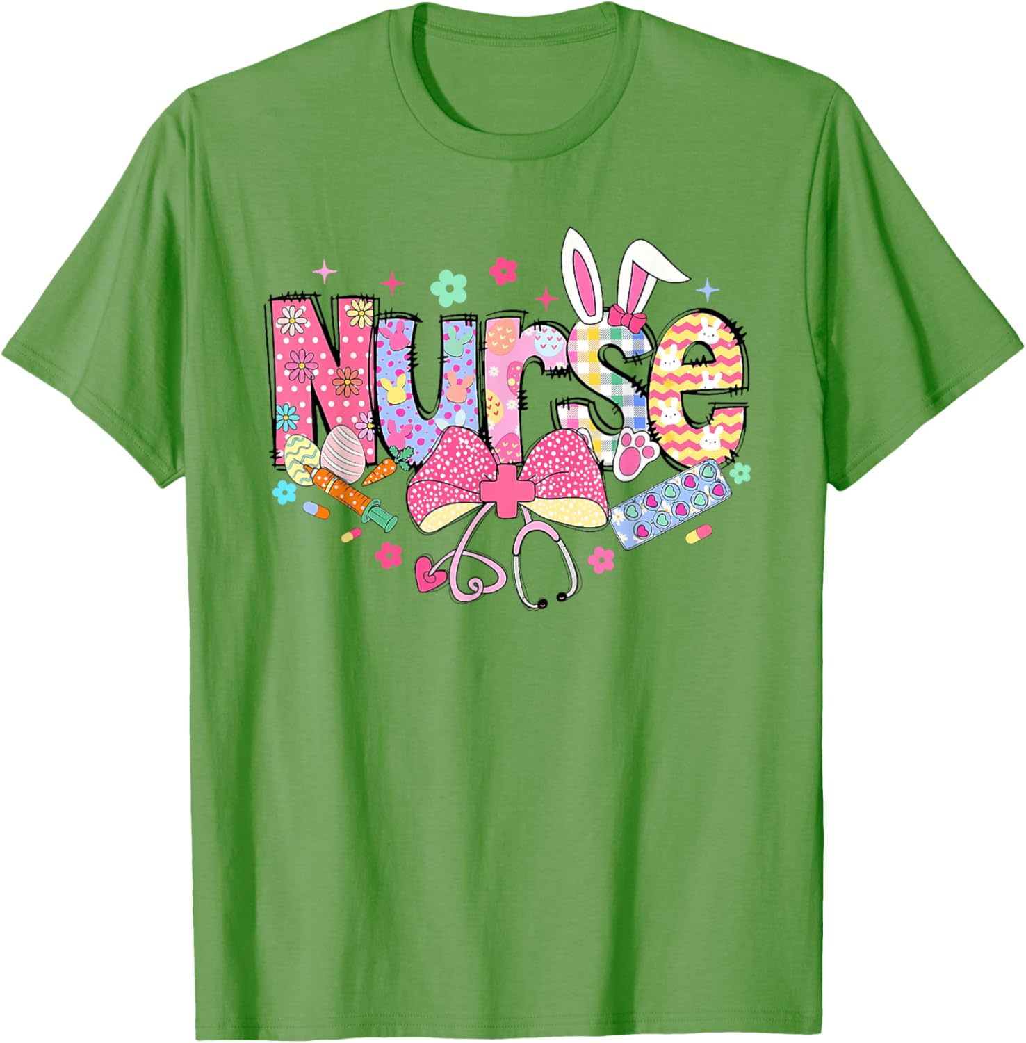 Easter Nurse Coquette Stethoscope Bow Bunny Ear School Nurse T-Shirt