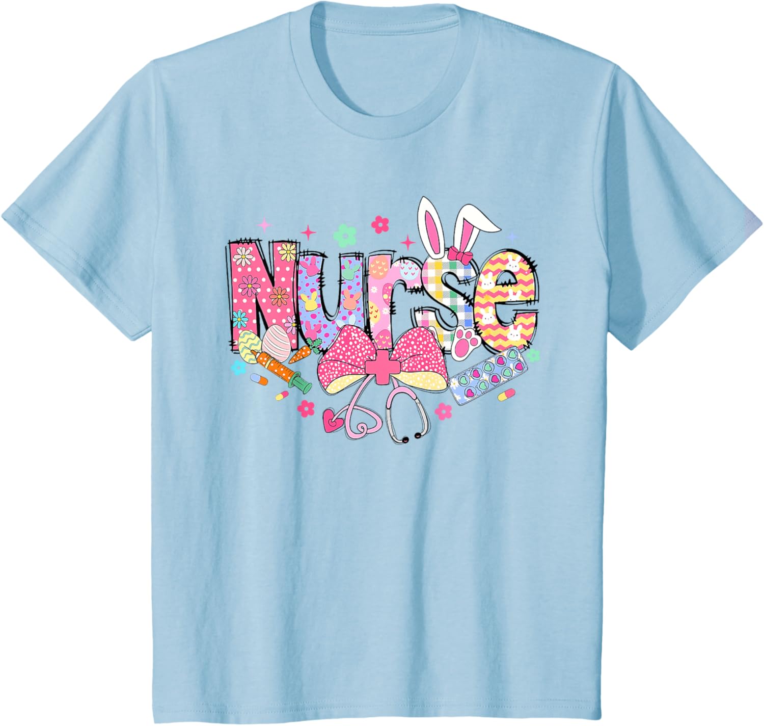 Easter Nurse Coquette Stethoscope Bow Bunny Ear School Nurse T-Shirt