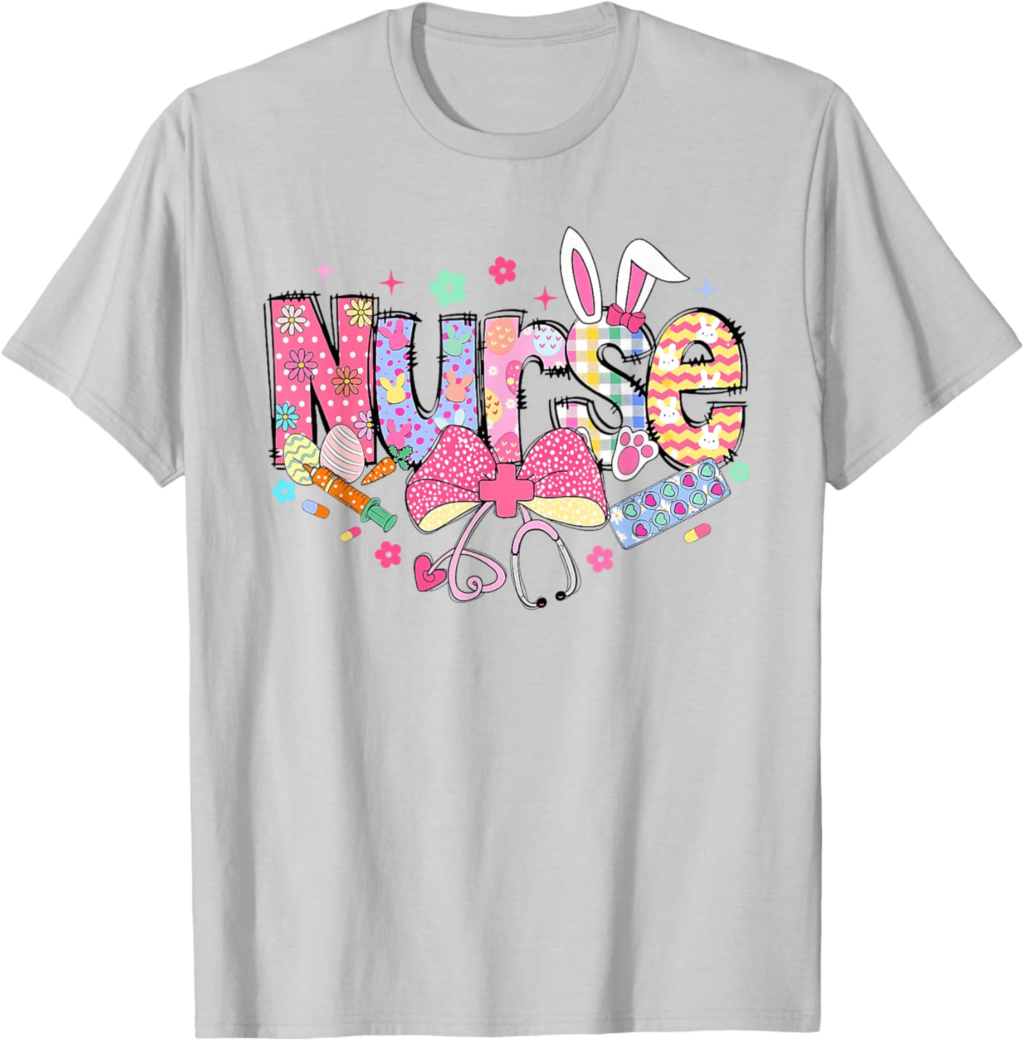 Easter Nurse Coquette Stethoscope Bow Bunny Ear School Nurse T-Shirt