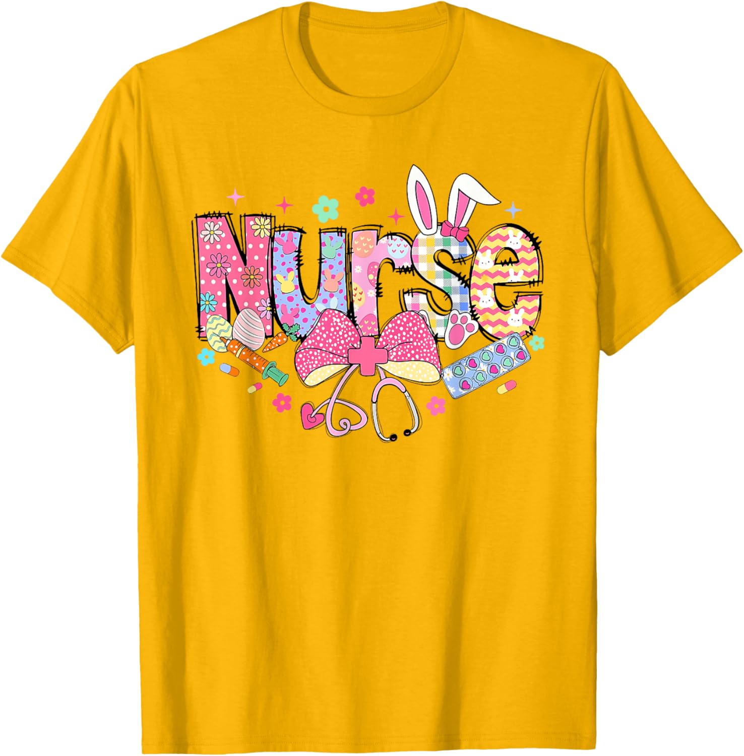 Easter Nurse Coquette Stethoscope Bow Bunny Ear School Nurse T-Shirt