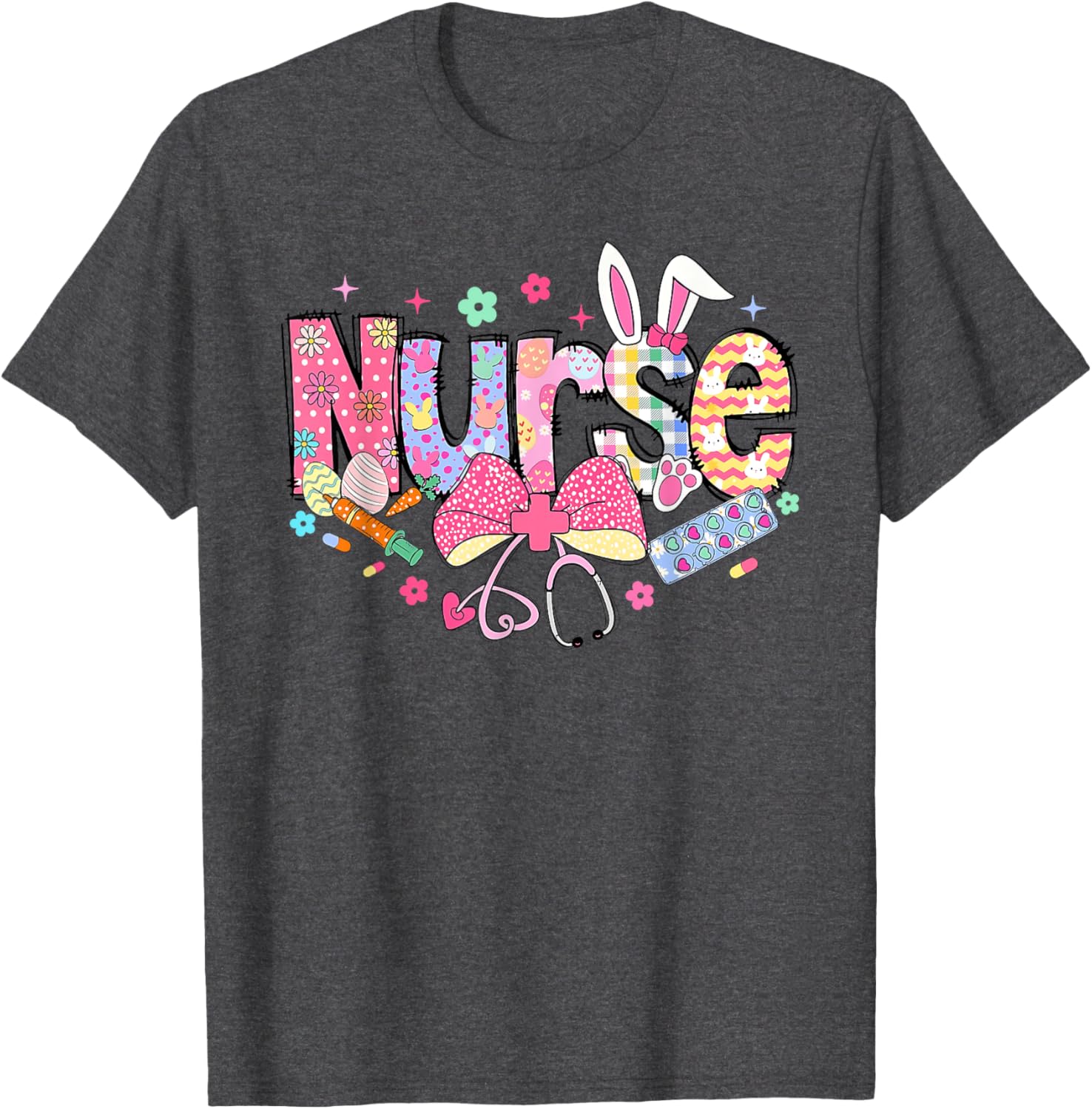 Easter Nurse Coquette Stethoscope Bow Bunny Ear School Nurse T-Shirt