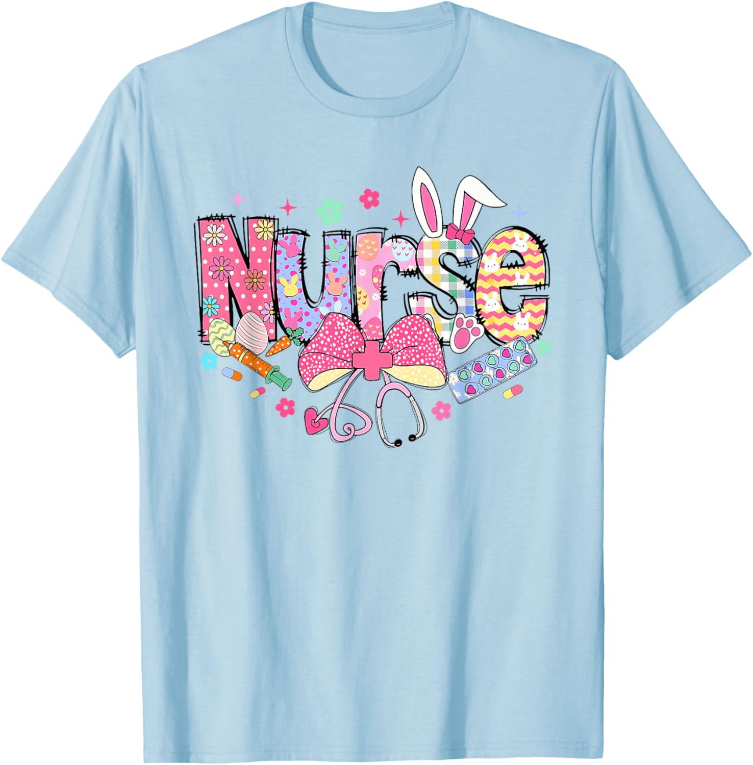 Easter Nurse Coquette Stethoscope Bow Bunny Ear School Nurse T-Shirt