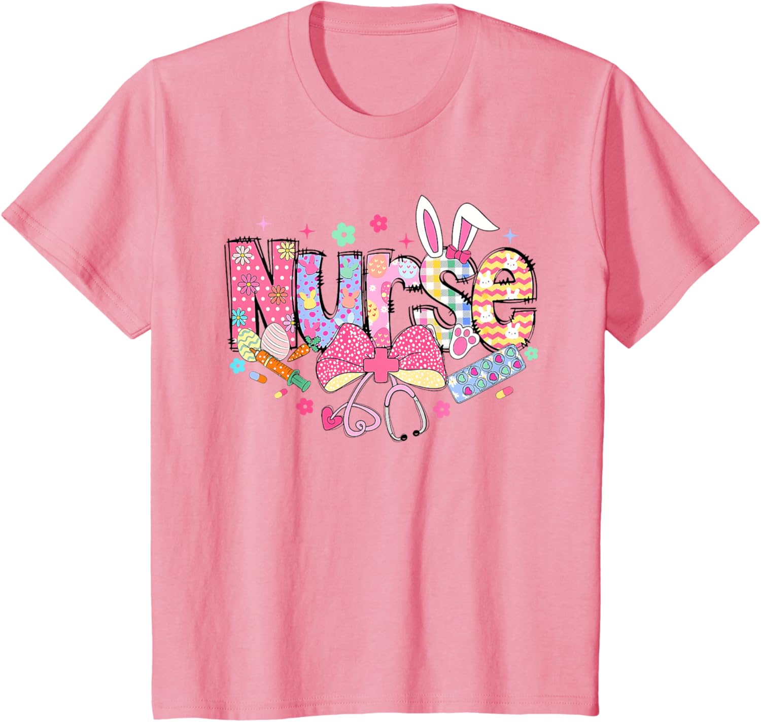 Easter Nurse Coquette Stethoscope Bow Bunny Ear School Nurse T-Shirt