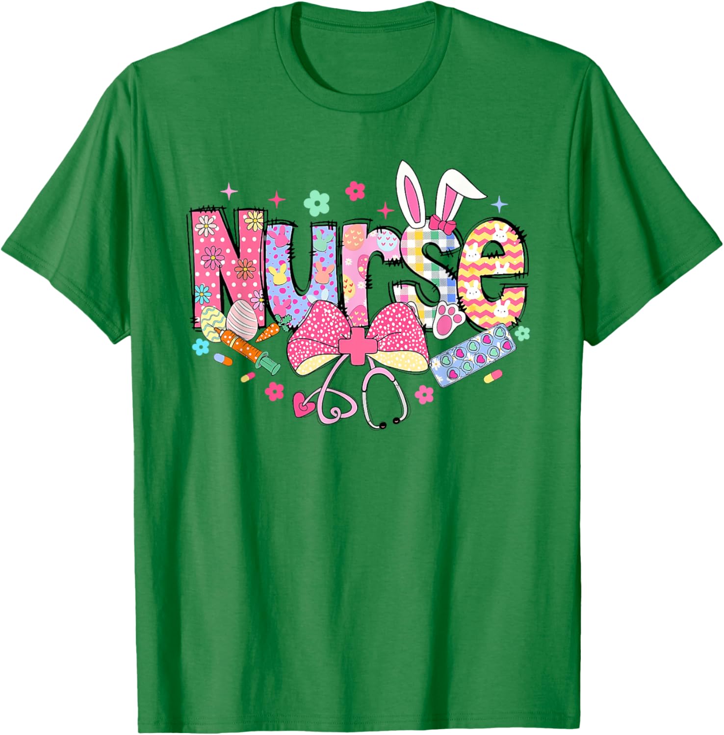 Easter Nurse Coquette Stethoscope Bow Bunny Ear School Nurse T-Shirt