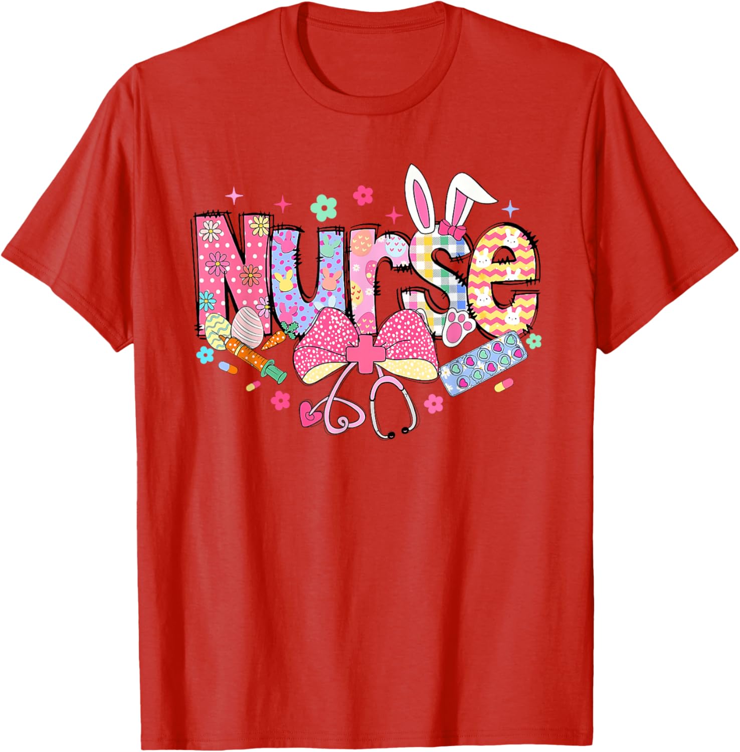 Easter Nurse Coquette Stethoscope Bow Bunny Ear School Nurse T-Shirt