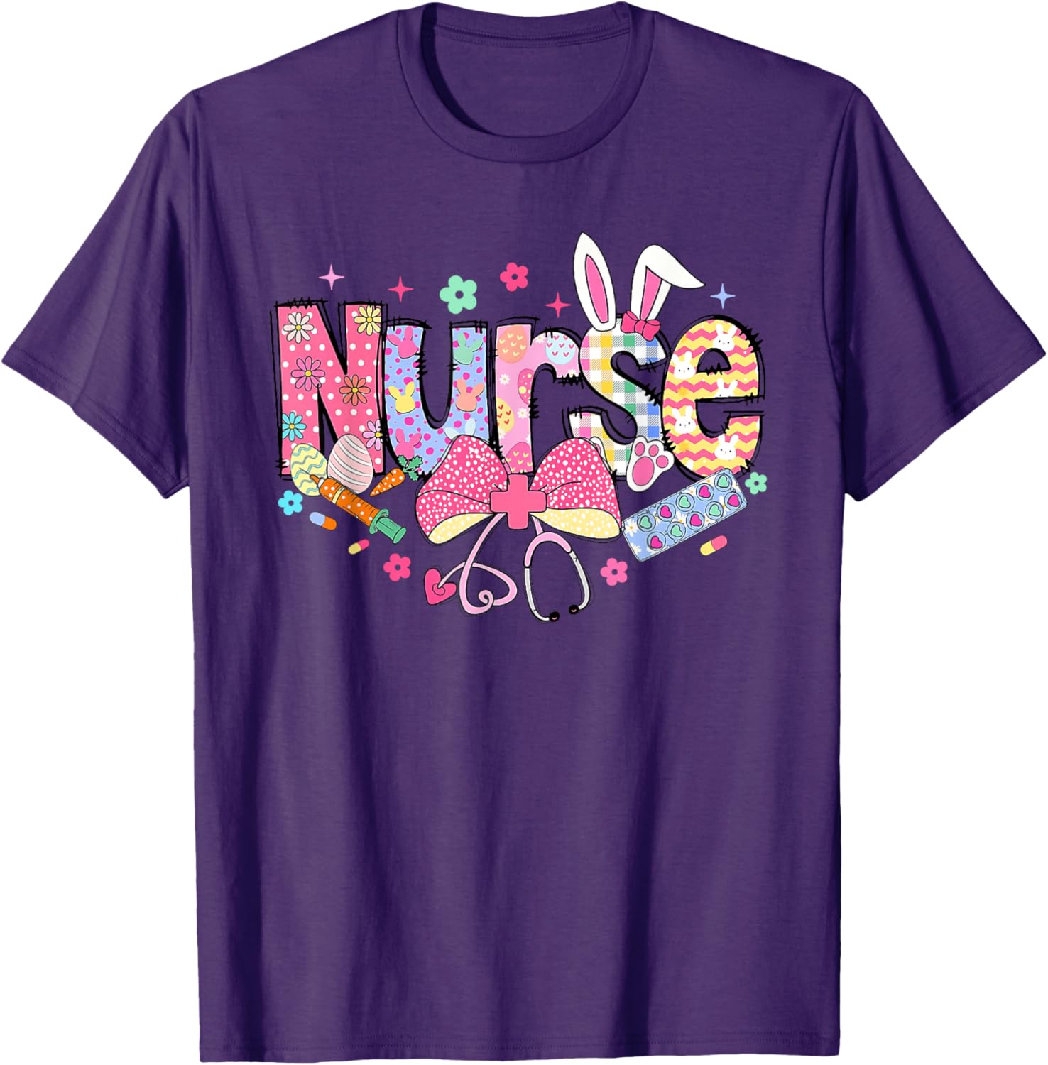 Easter Nurse Coquette Stethoscope Bow Bunny Ear School Nurse T-Shirt